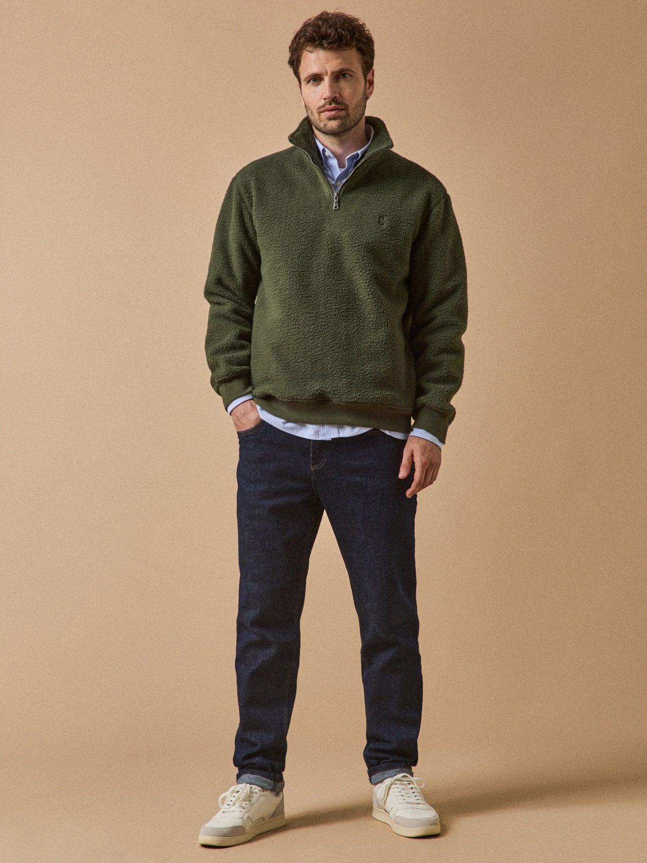 Pull polaire col camionneur homme