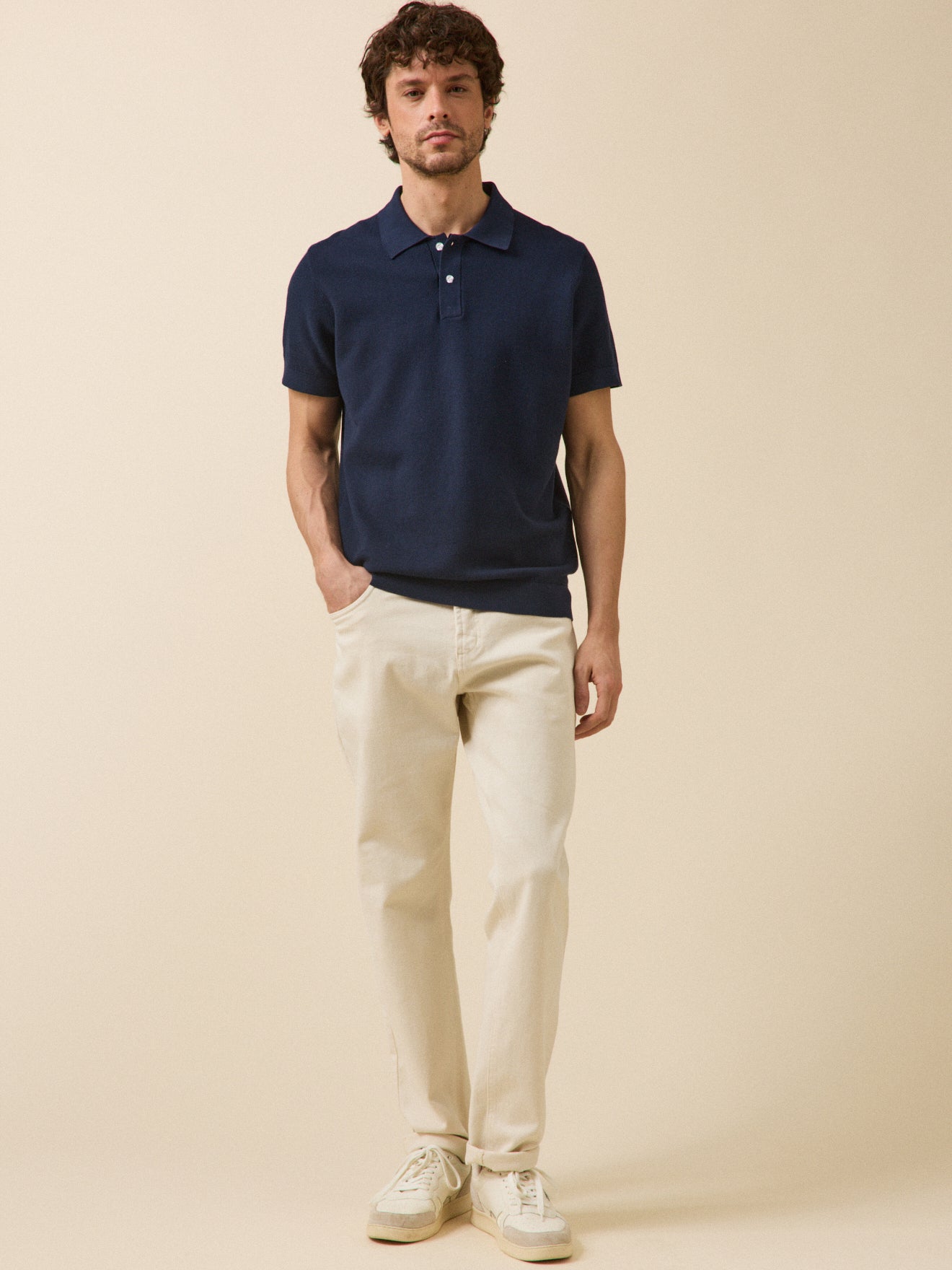 Pull col polo manches courtes homme