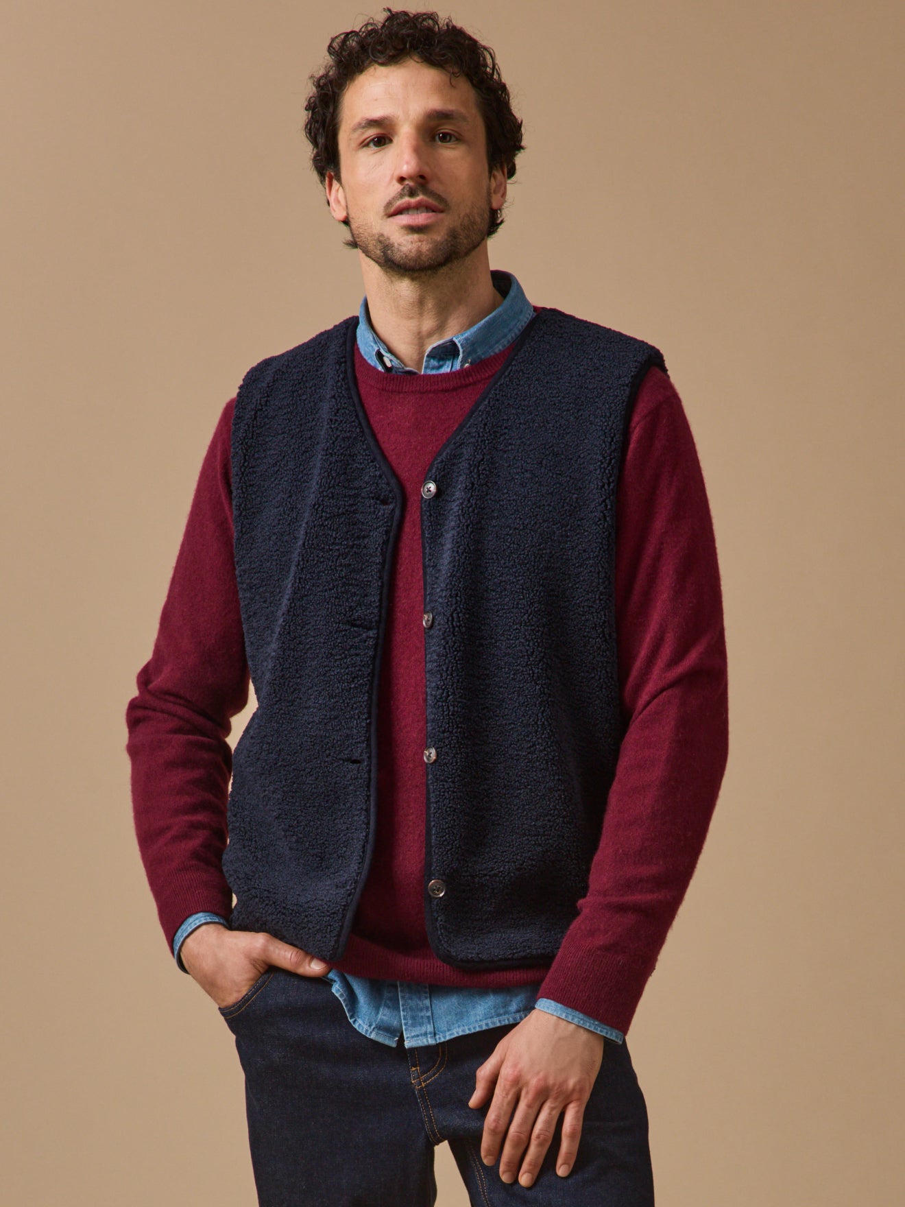 Veste sans manches en sherpa homme