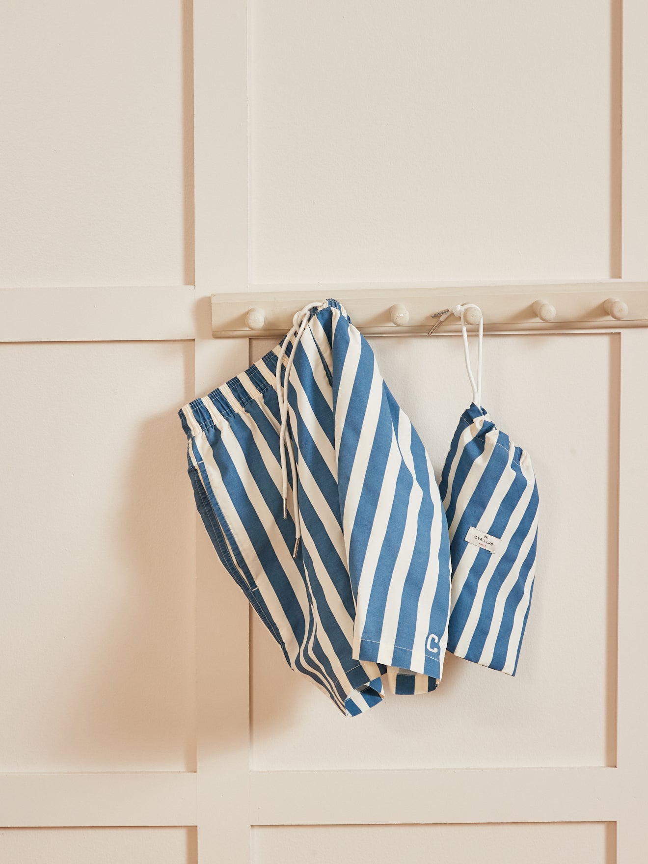 Short de bain rayé homme