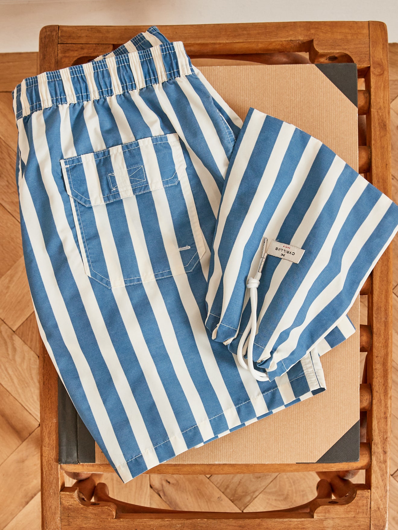 Short de bain rayé homme