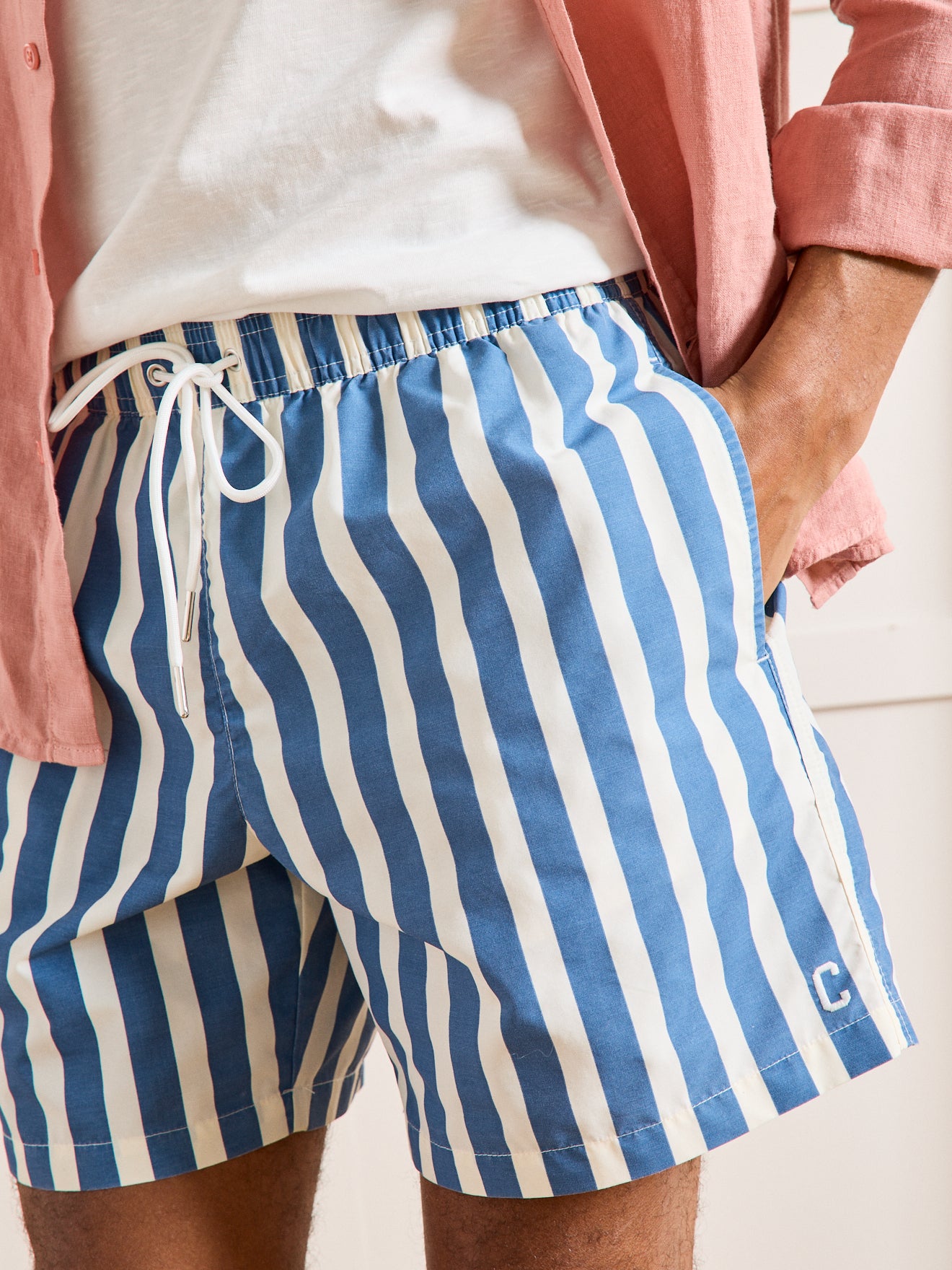 Short de bain rayé homme