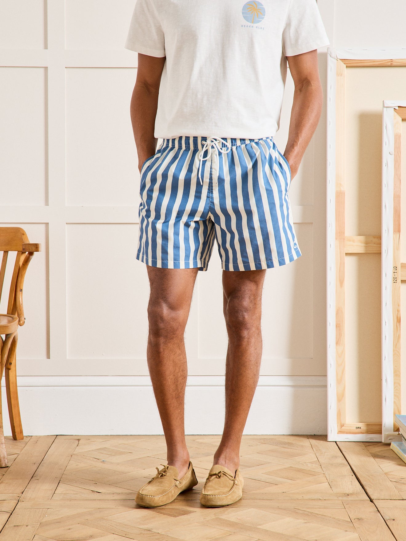 Short de bain rayé homme