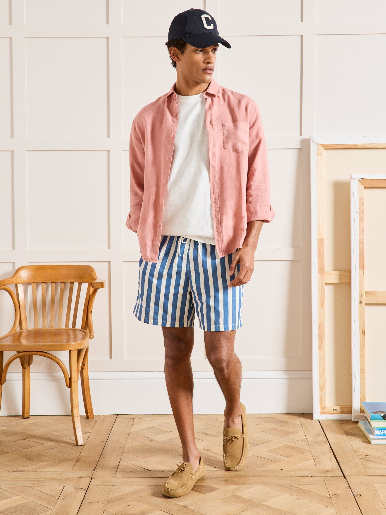 Short de bain rayé homme
