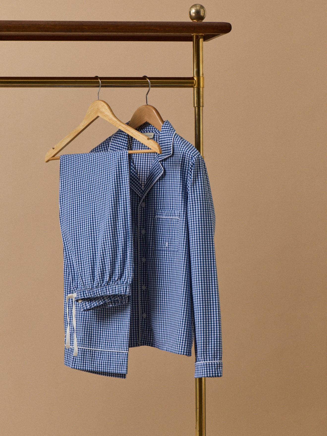 Damen-Pyjama mit Reverskragen und Vichy-Karos