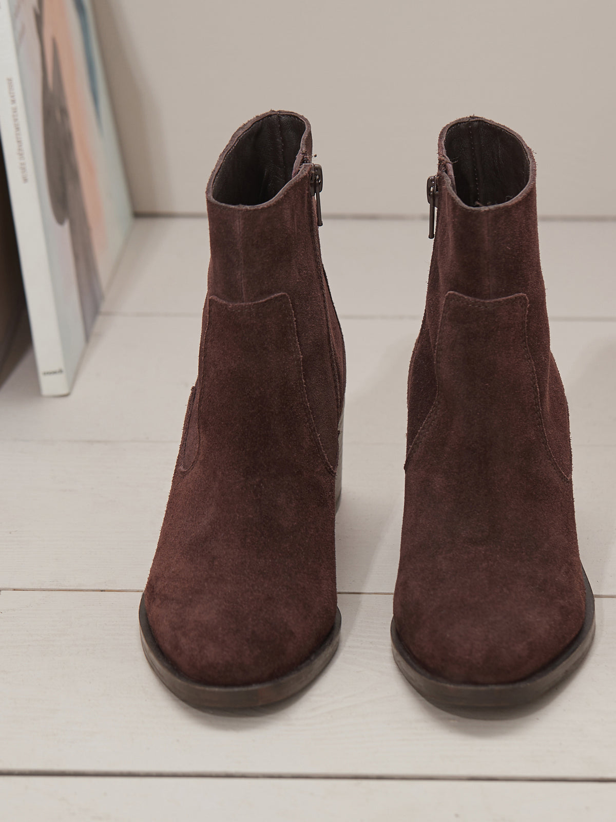 Damen-Stiegel mit Absatz, Velourleder