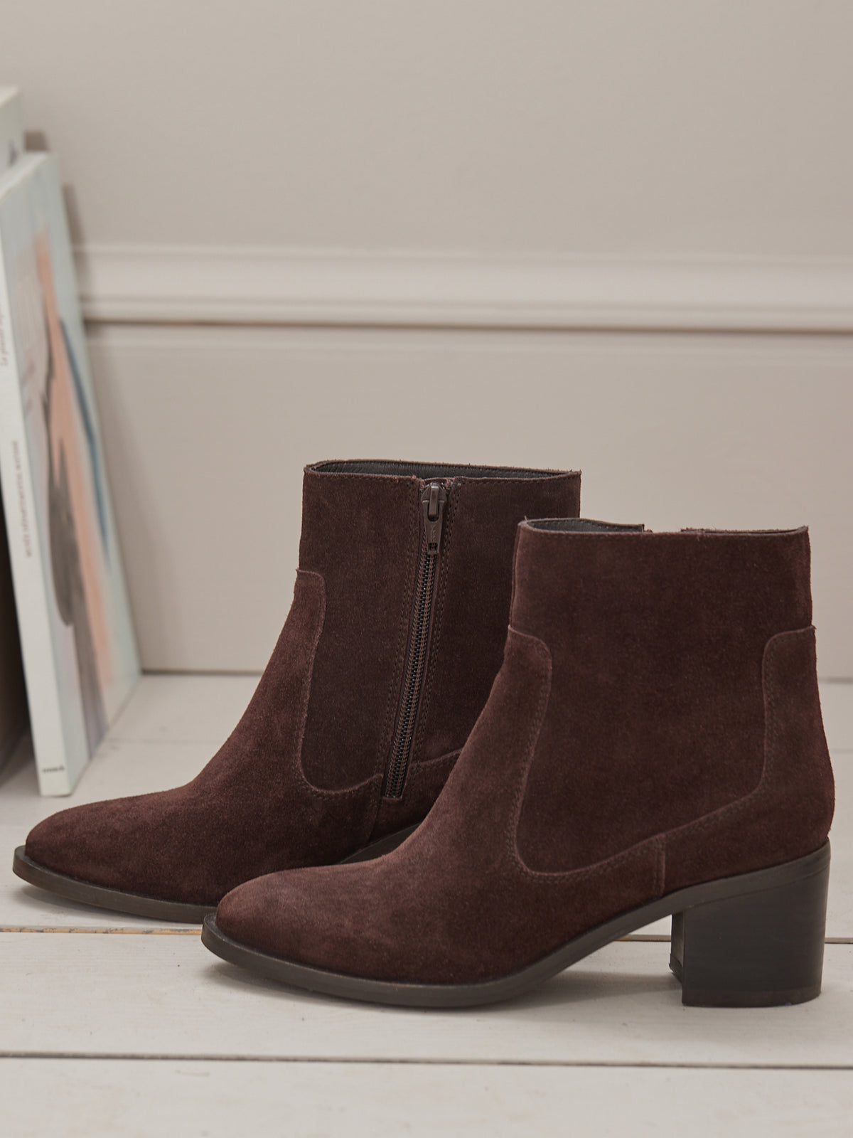Boots à talon cuir suédé femme