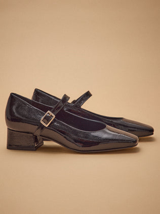 Salomés à talon cuir vernis femme