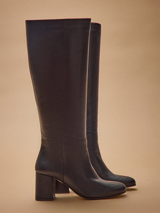 Bottes à talon cuir lisse femme