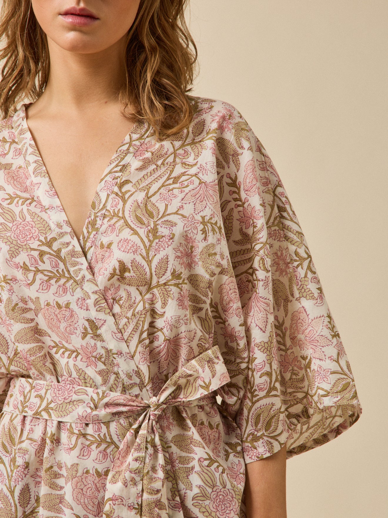 Kimono femme voile de coton indien - imprimé Indore