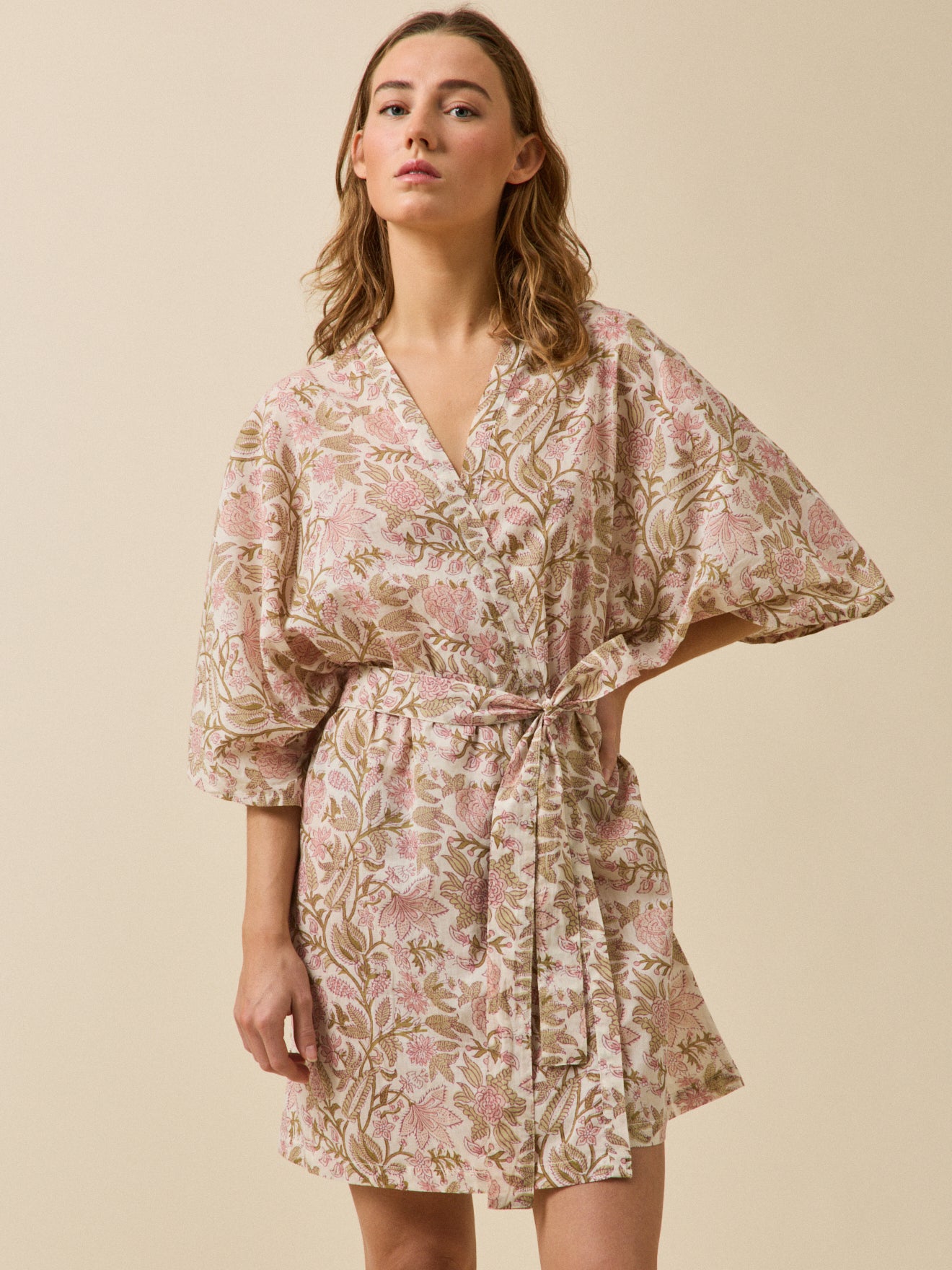 Kimono femme voile de coton indien - imprimé Indore