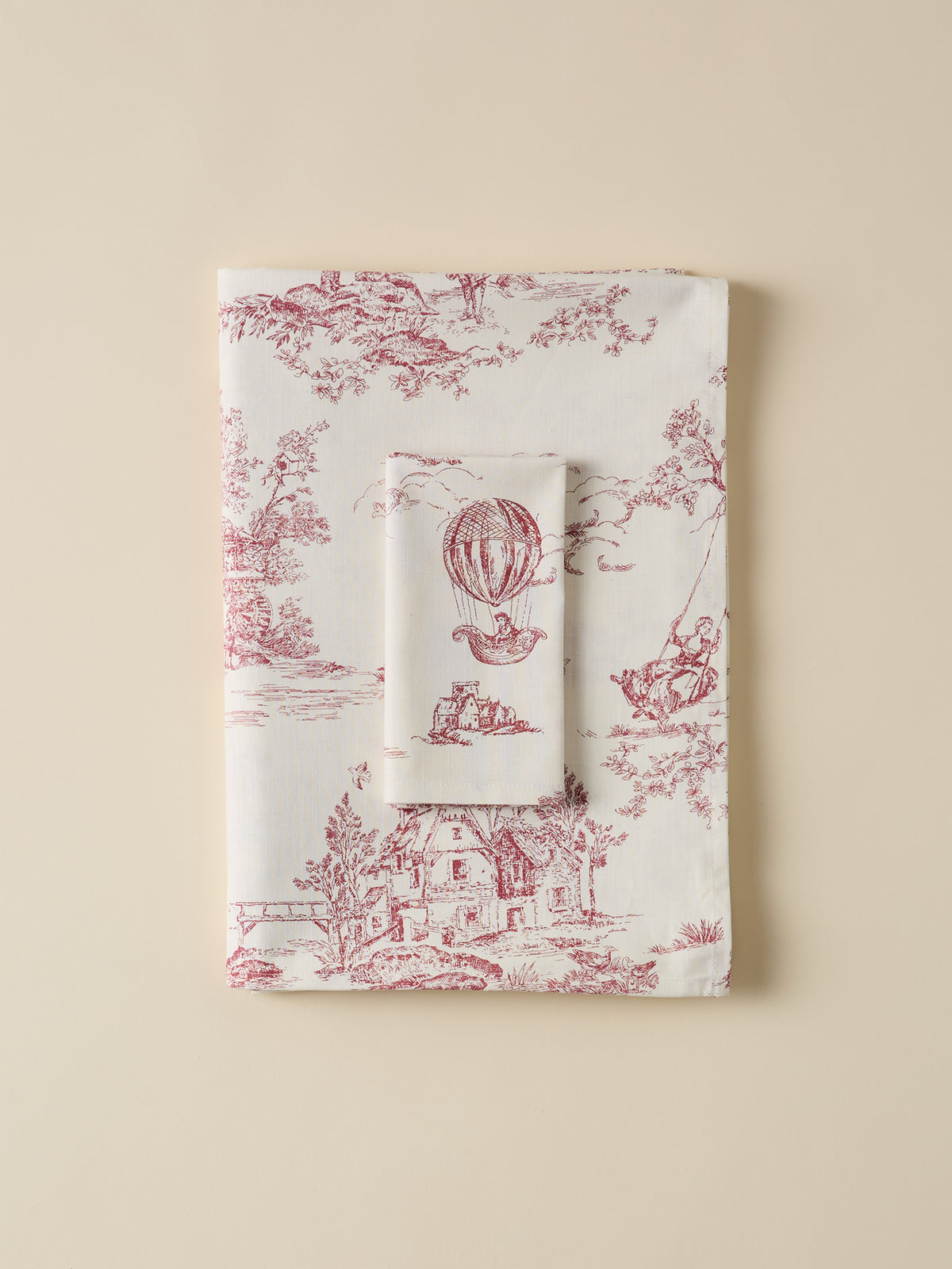 Tischdecke aus Baumwolle und Viskose im Toile-de-Jouy-Esprit