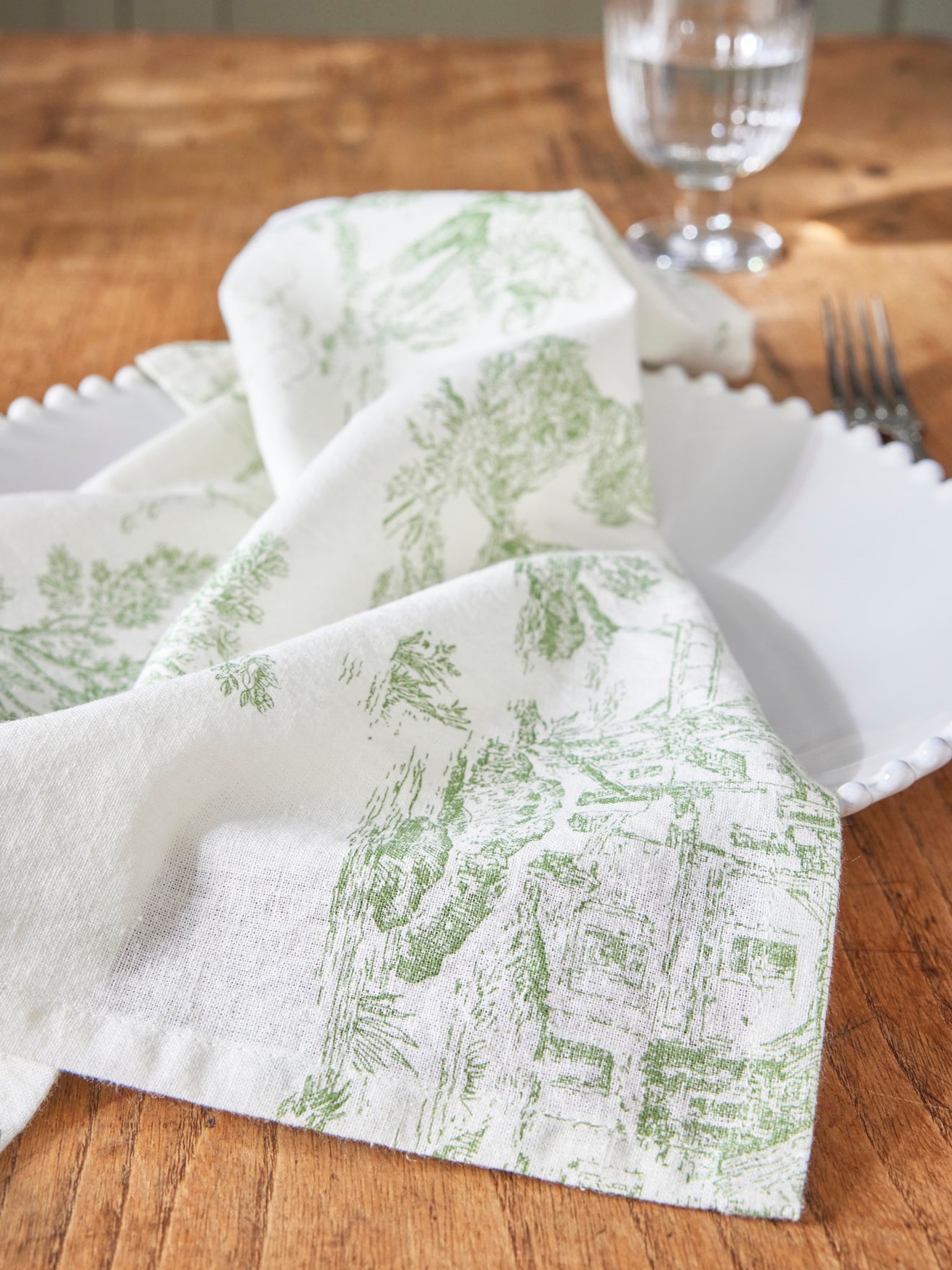 Servietten im 4er-Set aus Baumwolle und Viskose im Toile-de-Jouy-Esprit