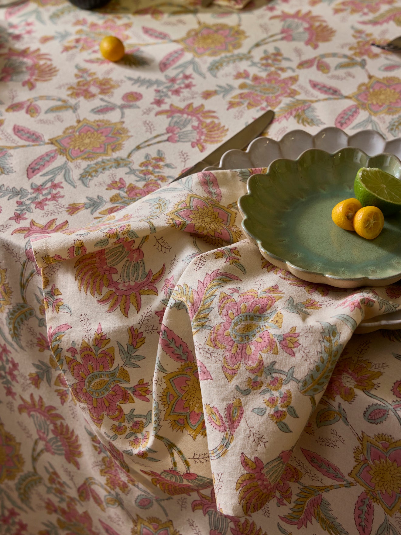 Serviette de table fleuri indien par lot de 4 - imprimé Pondichery