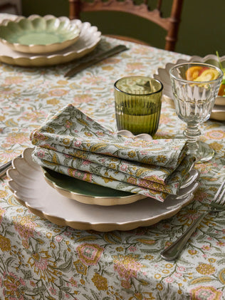 Serviette de table fleuri indien par lot de 4 - imprimé Kolkata