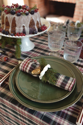 Serviette de table en tartan par lot de 4 - Collection Noël
