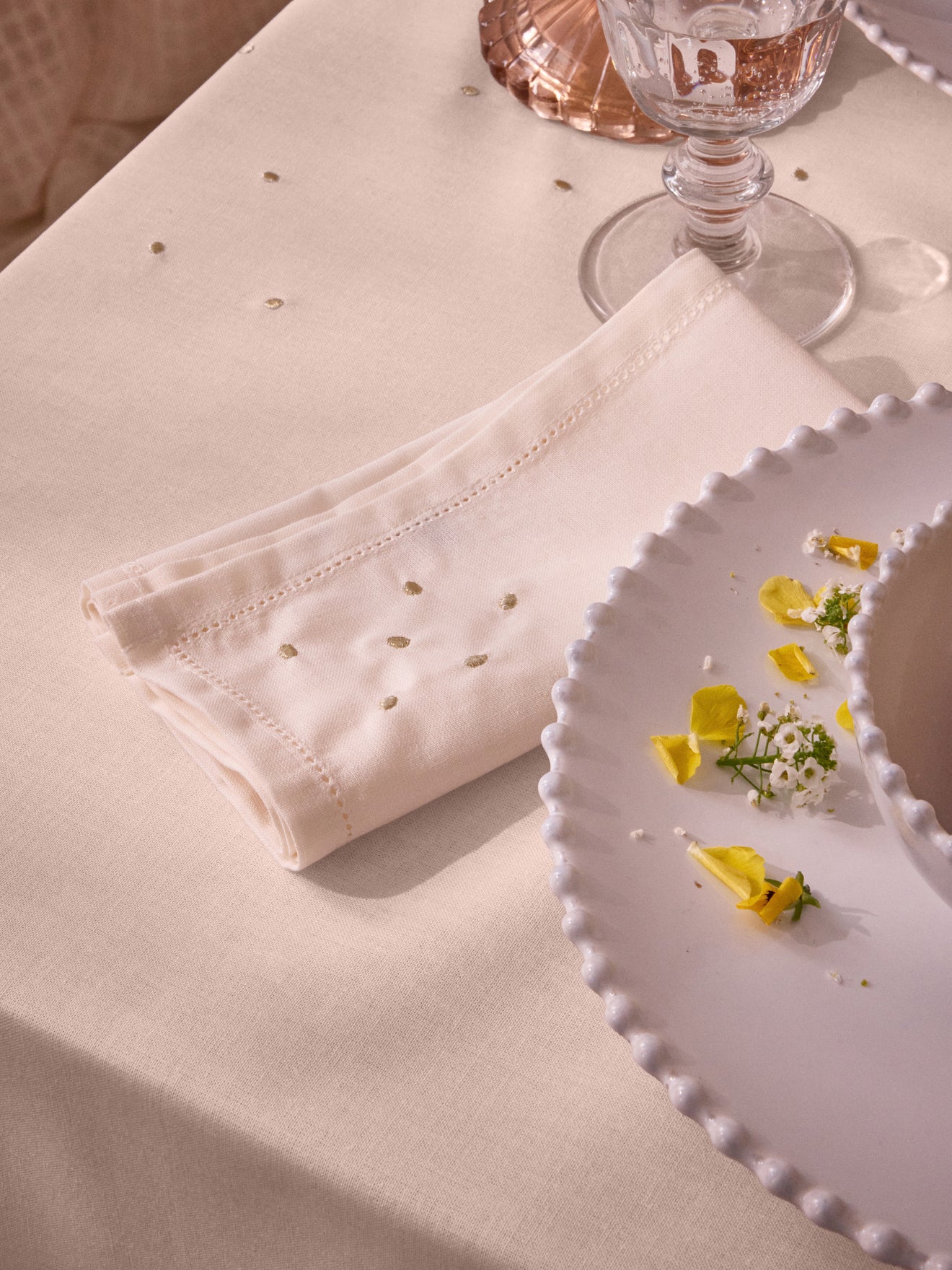 Serviettes de table coton aspect lin par lot de 4