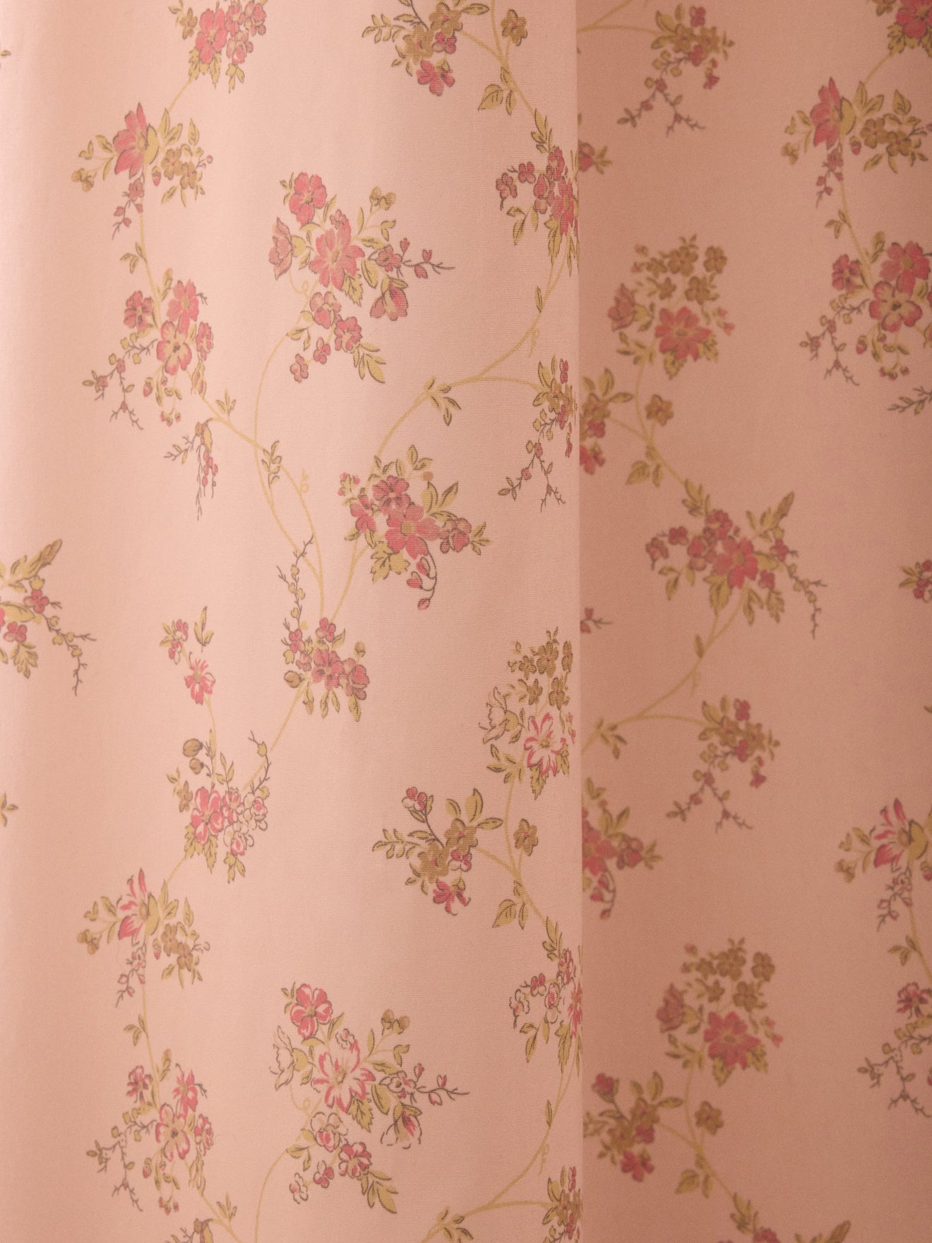 Rideau voilage percale de coton imprimé Fleurs Rose