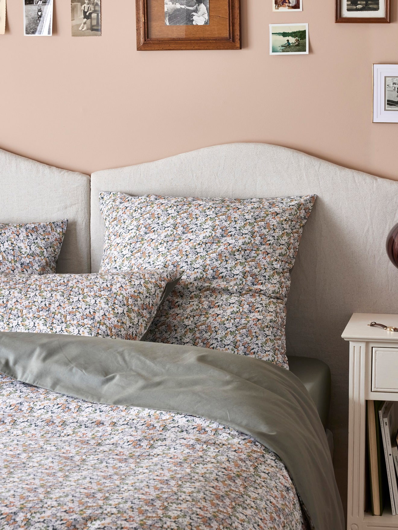 Kopfkissenbezug aus Baumwoll-Perkal und Liberty-Stoff « Shasta »