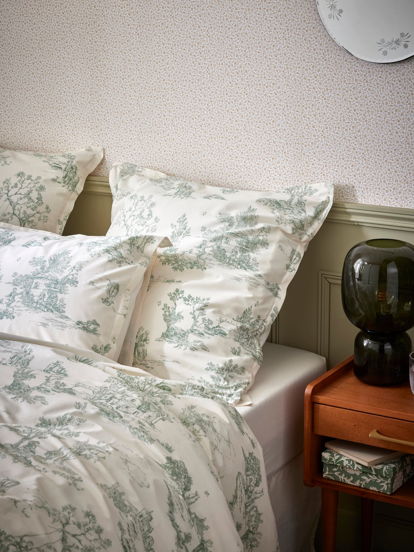 Taie d'oreiller percale de coton "Esprit toile de Jouy"