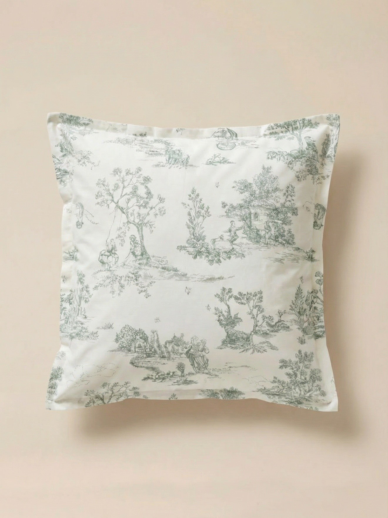 Kopfkissenbezug aus Baumwoll-Perkale « Toile-de-Jouy-Esprit »