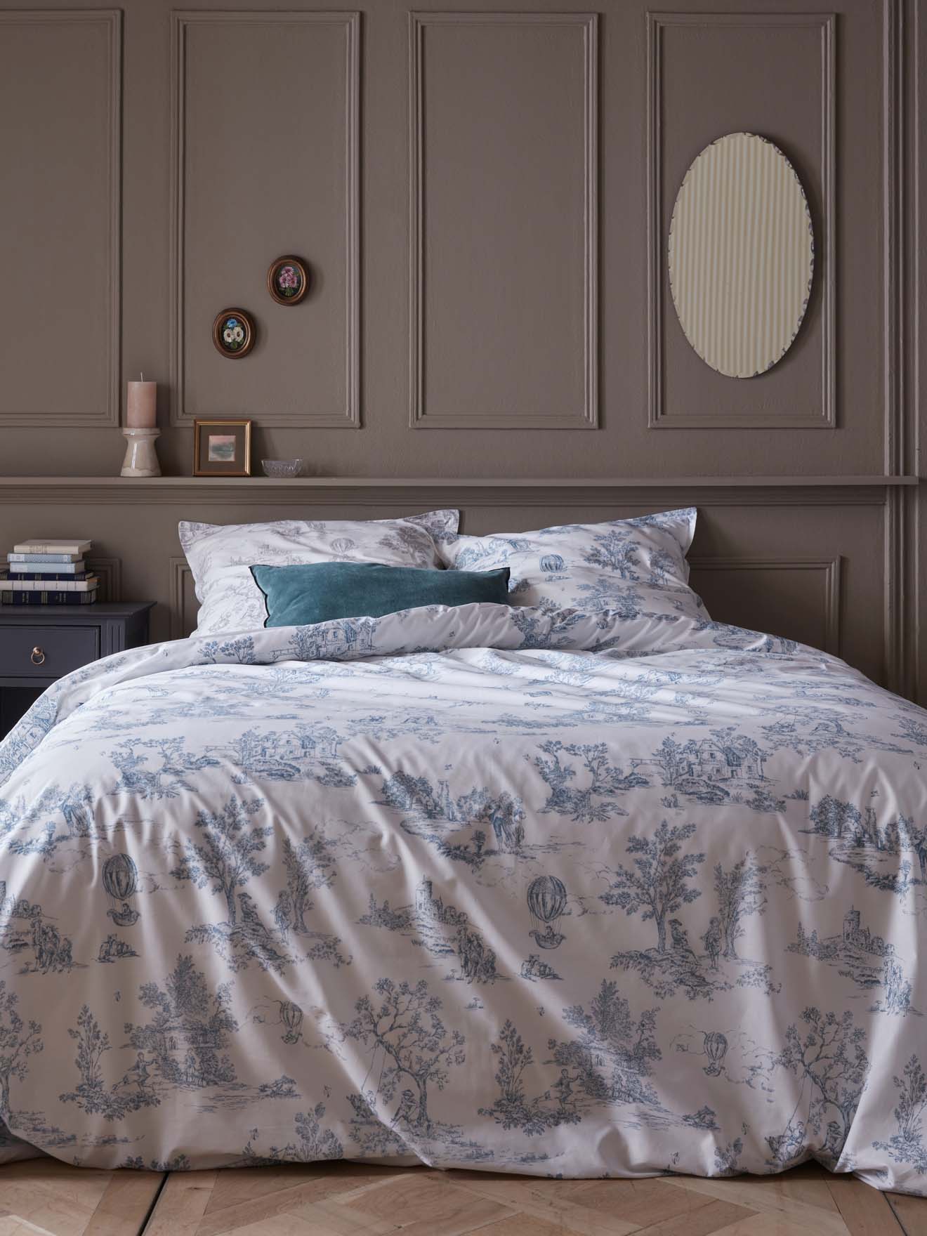 Housse de couette percale de coton "Esprit Toile de Jouy"