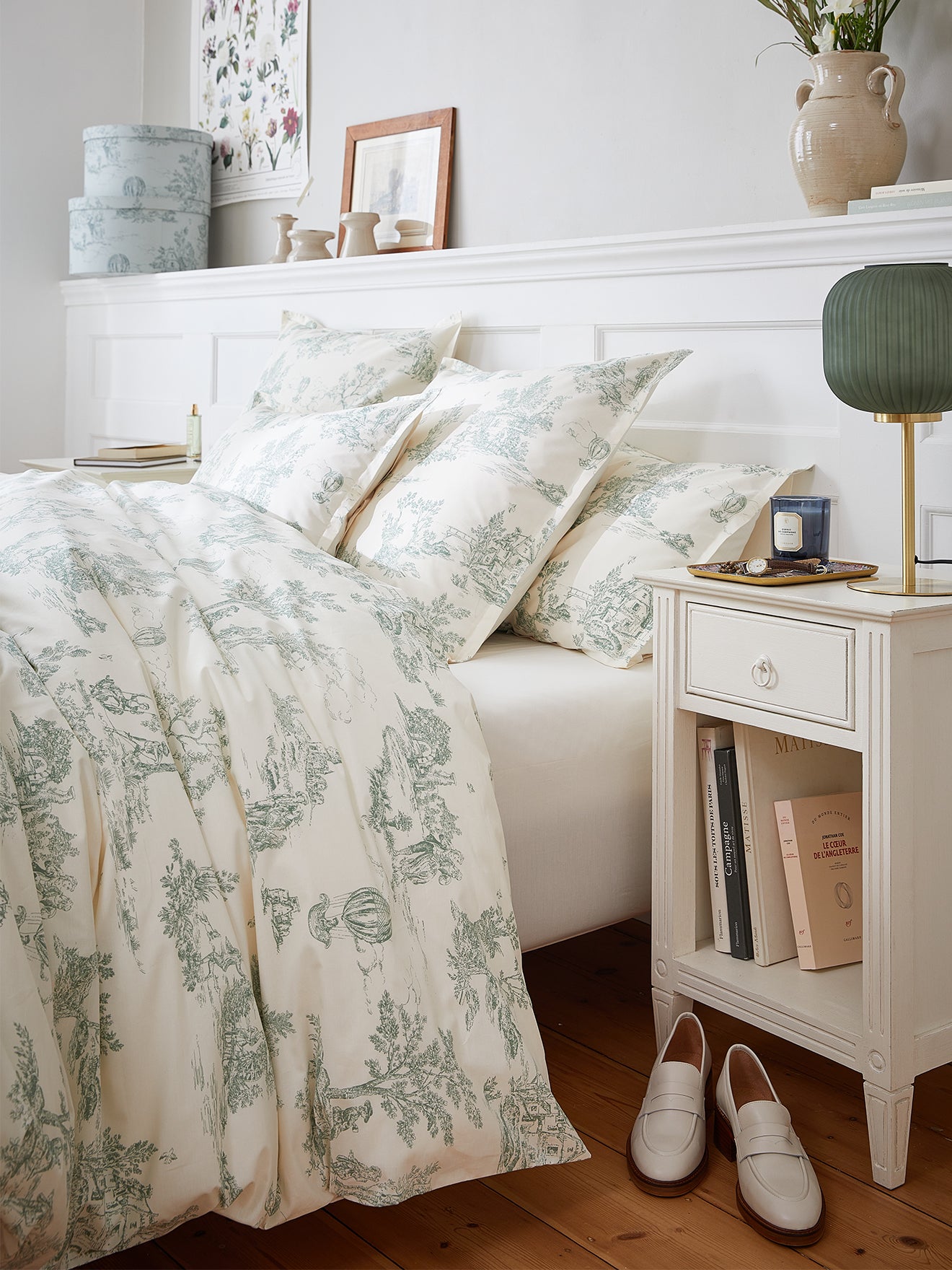 Housse de couette percale de coton "Esprit toile de Jouy"