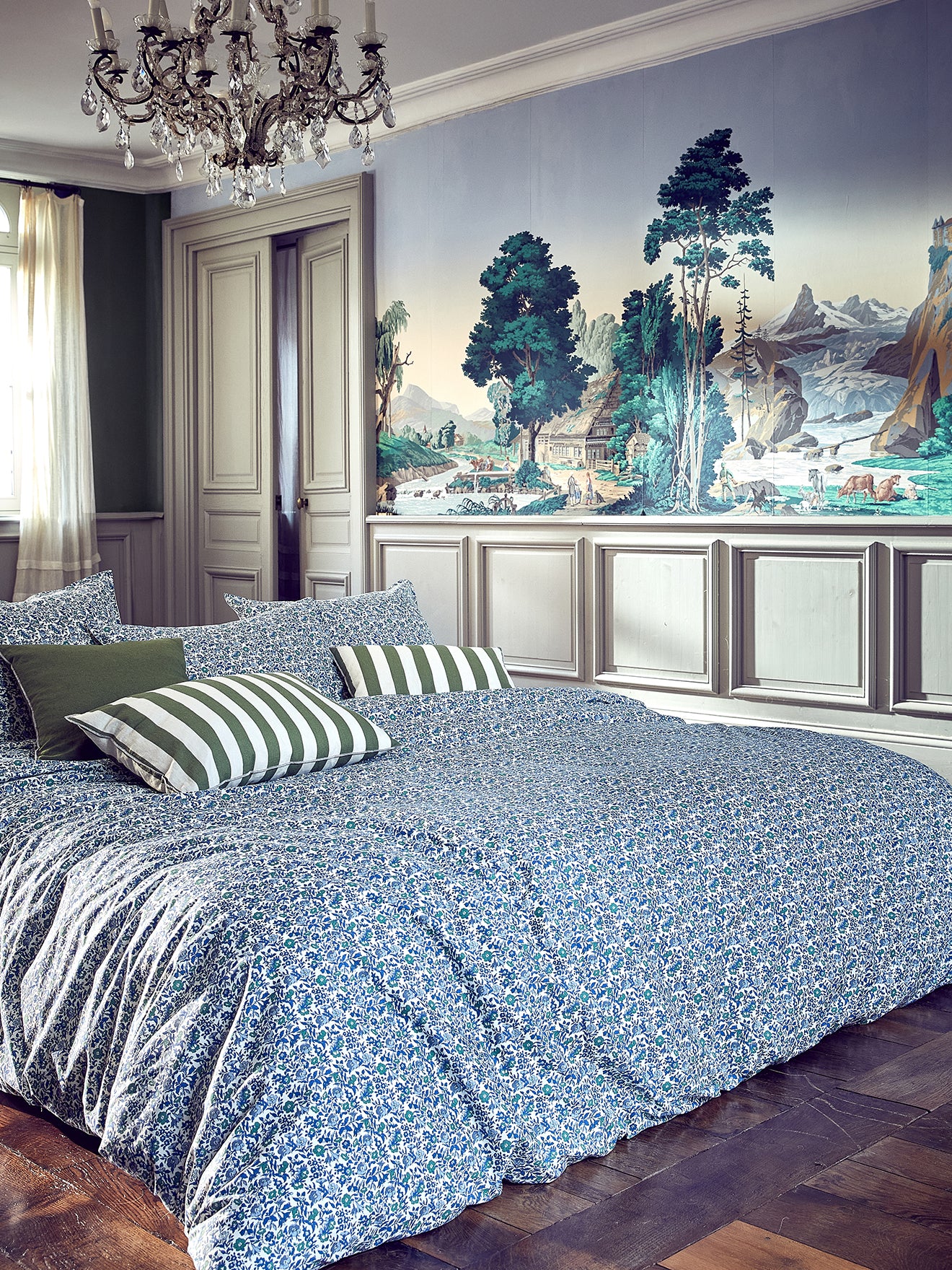 Housse de couette percale de coton et tissu Liberty