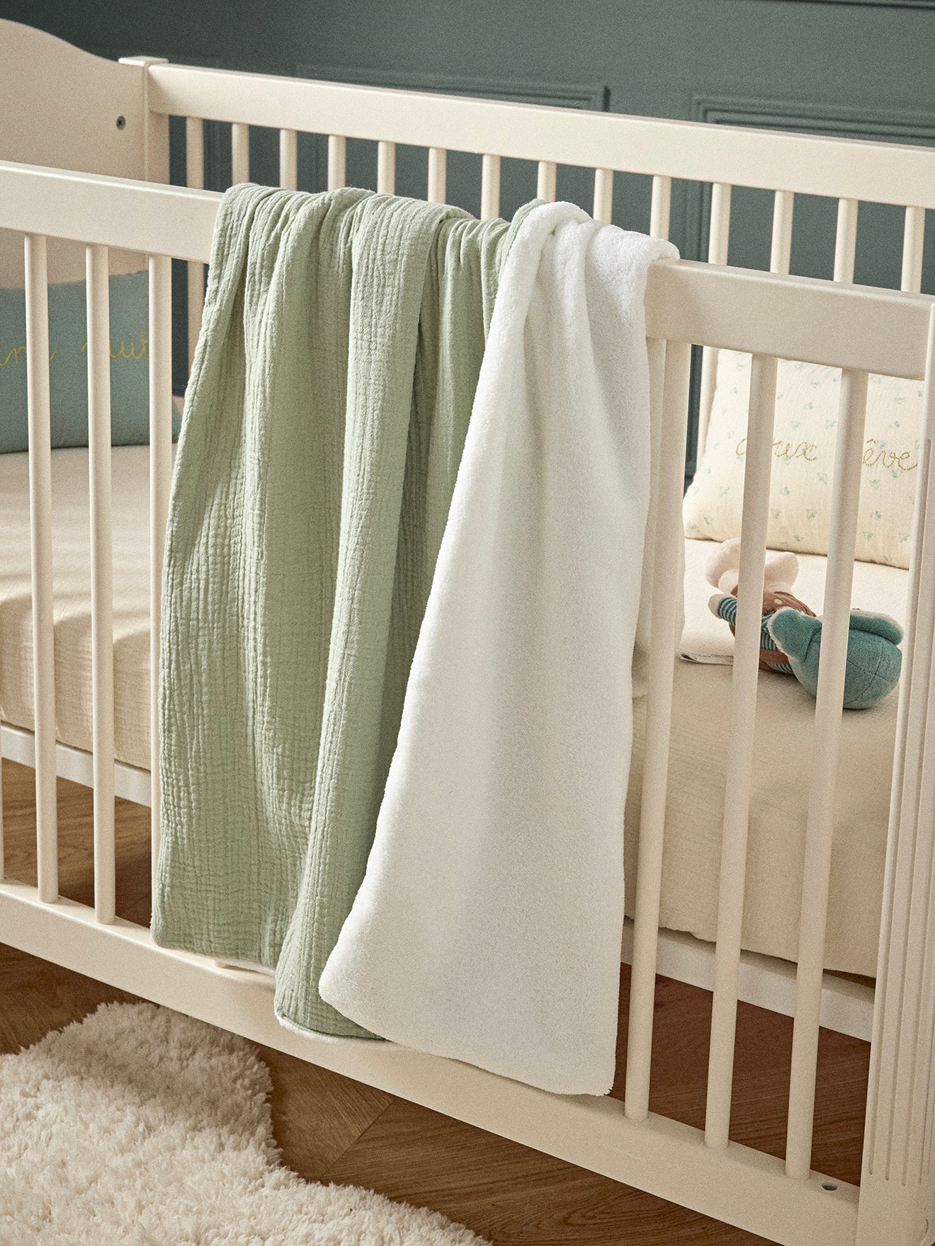 Baby-Plaid aus strukturierter Baumwolle und Mikrofleece