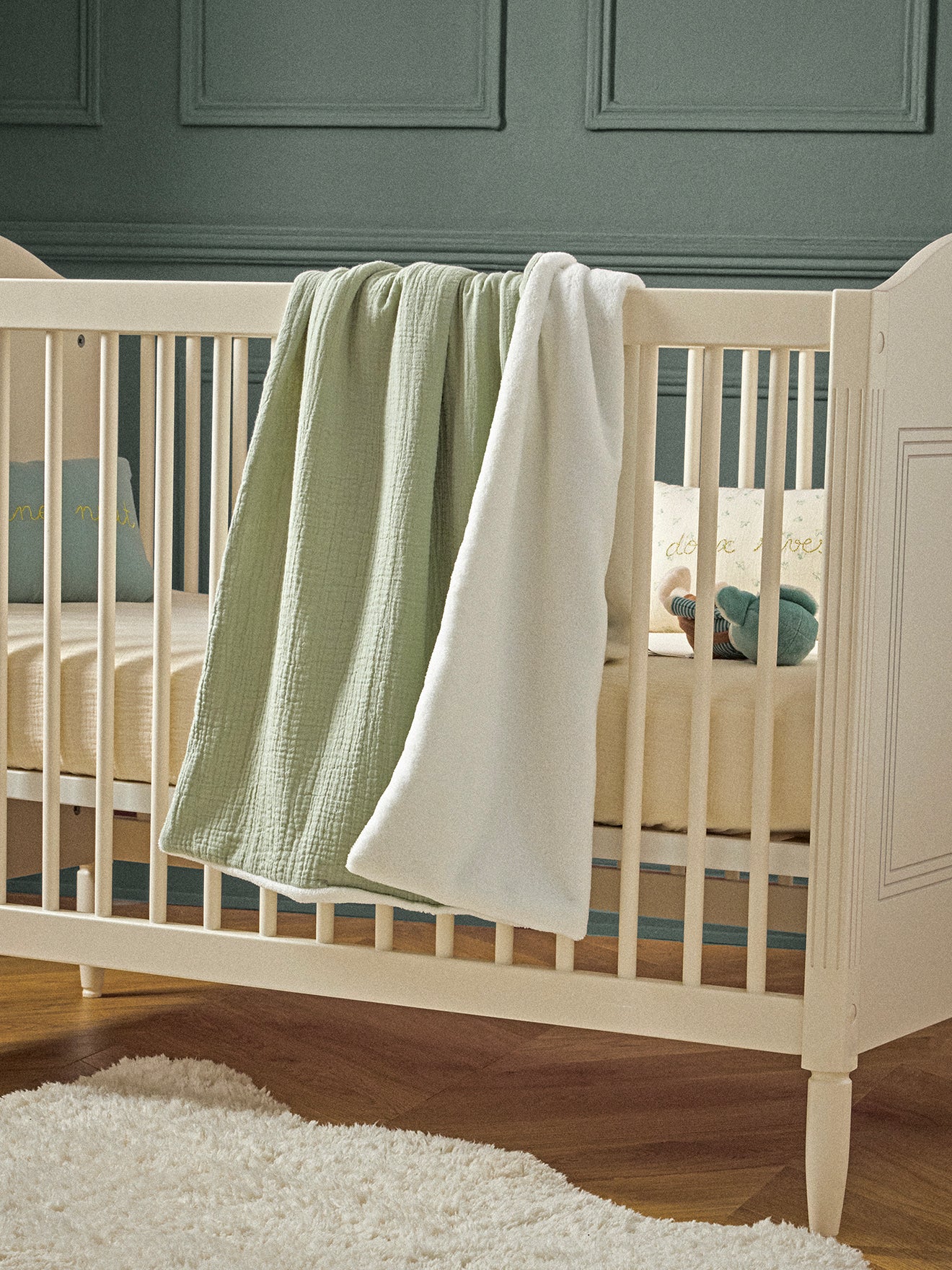 Baby-Plaid aus strukturierter Baumwolle und Mikrofleece