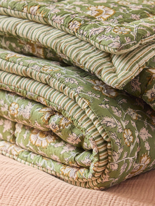 Boutis réversible tissu indien et rayures