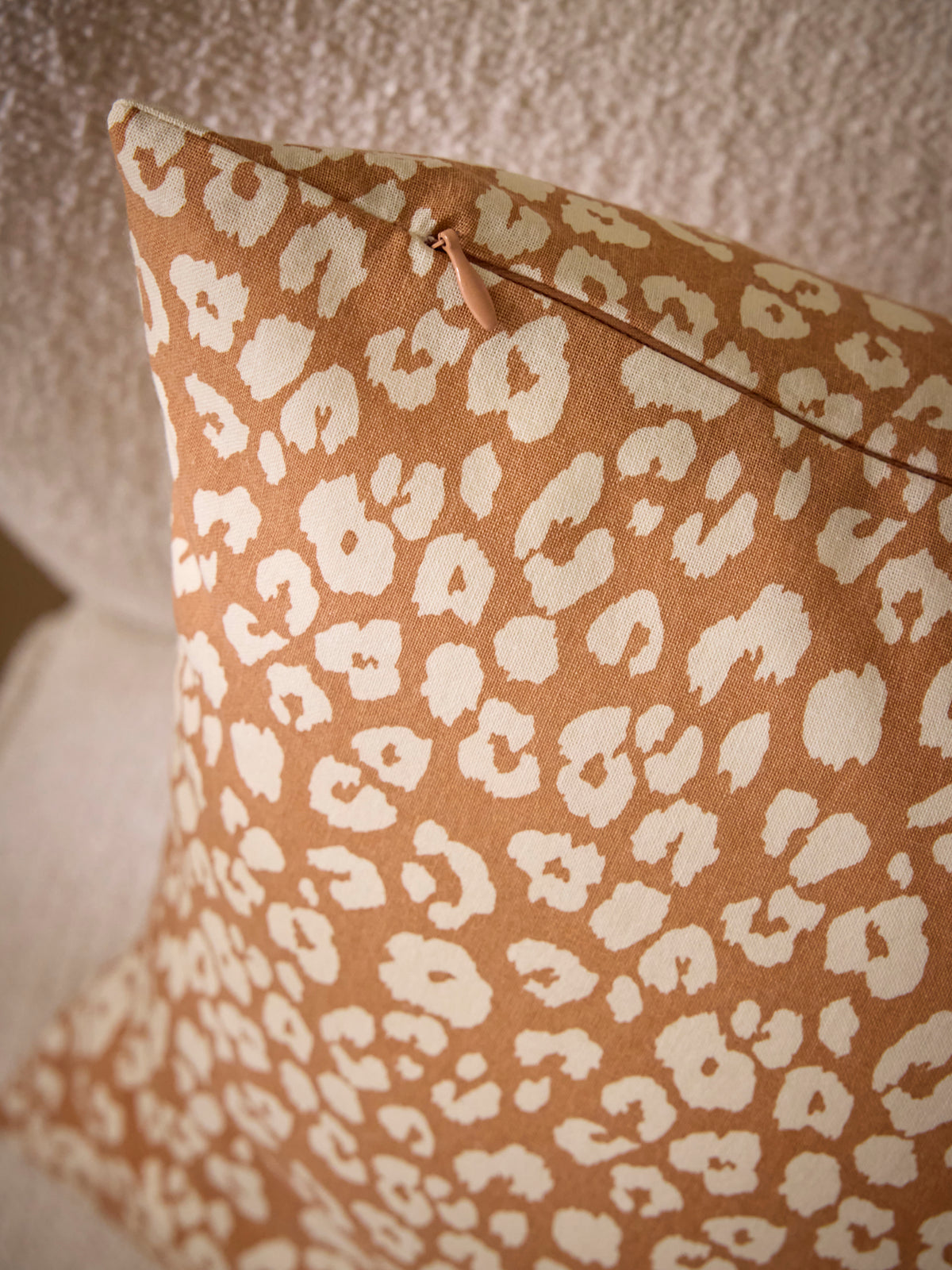 Housse de coussin en coton et lin - imprimé Fauve