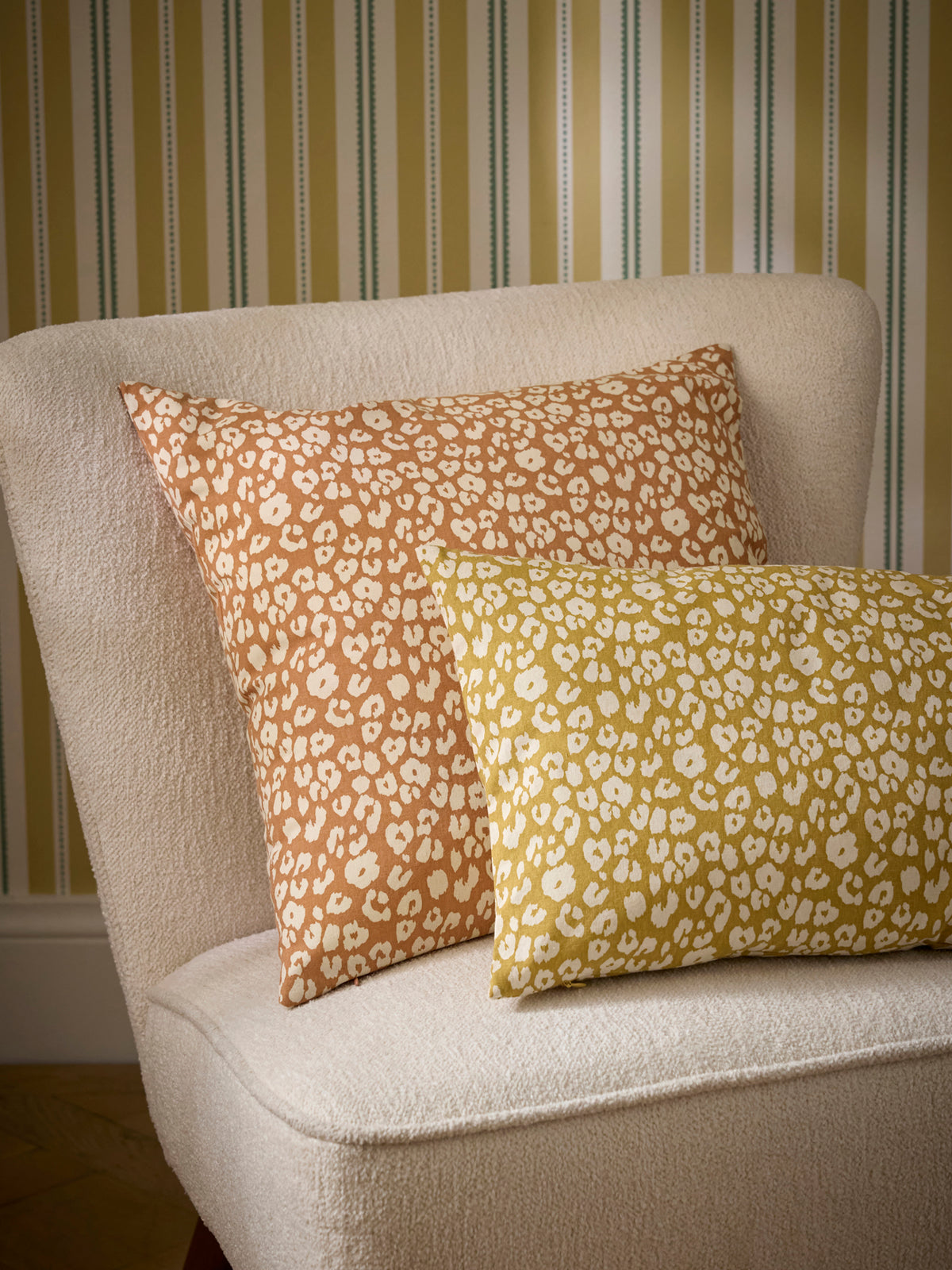 Housse de coussin en coton et lin - imprimé Fauve