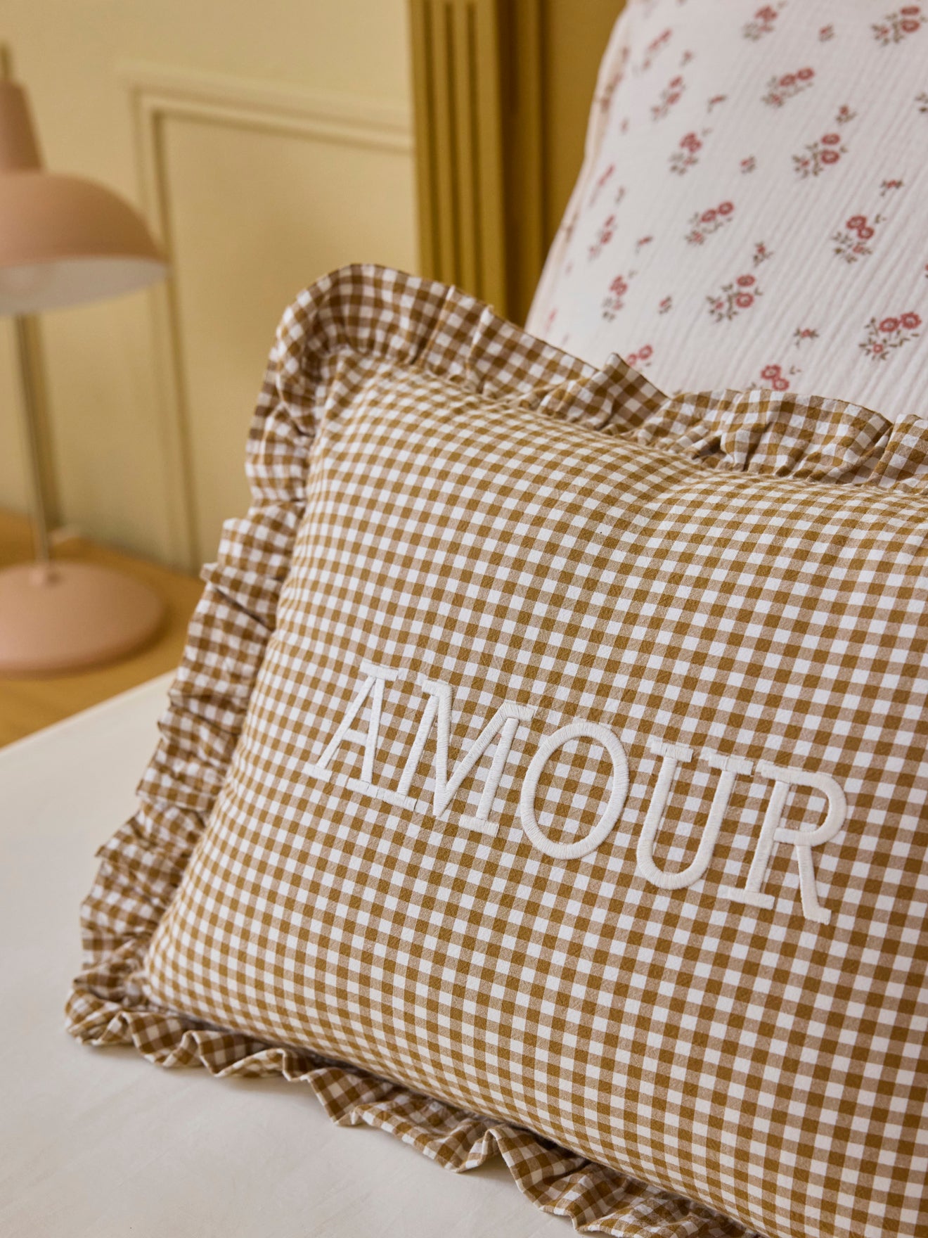 Kissen « Amour » mit Vichy-Print