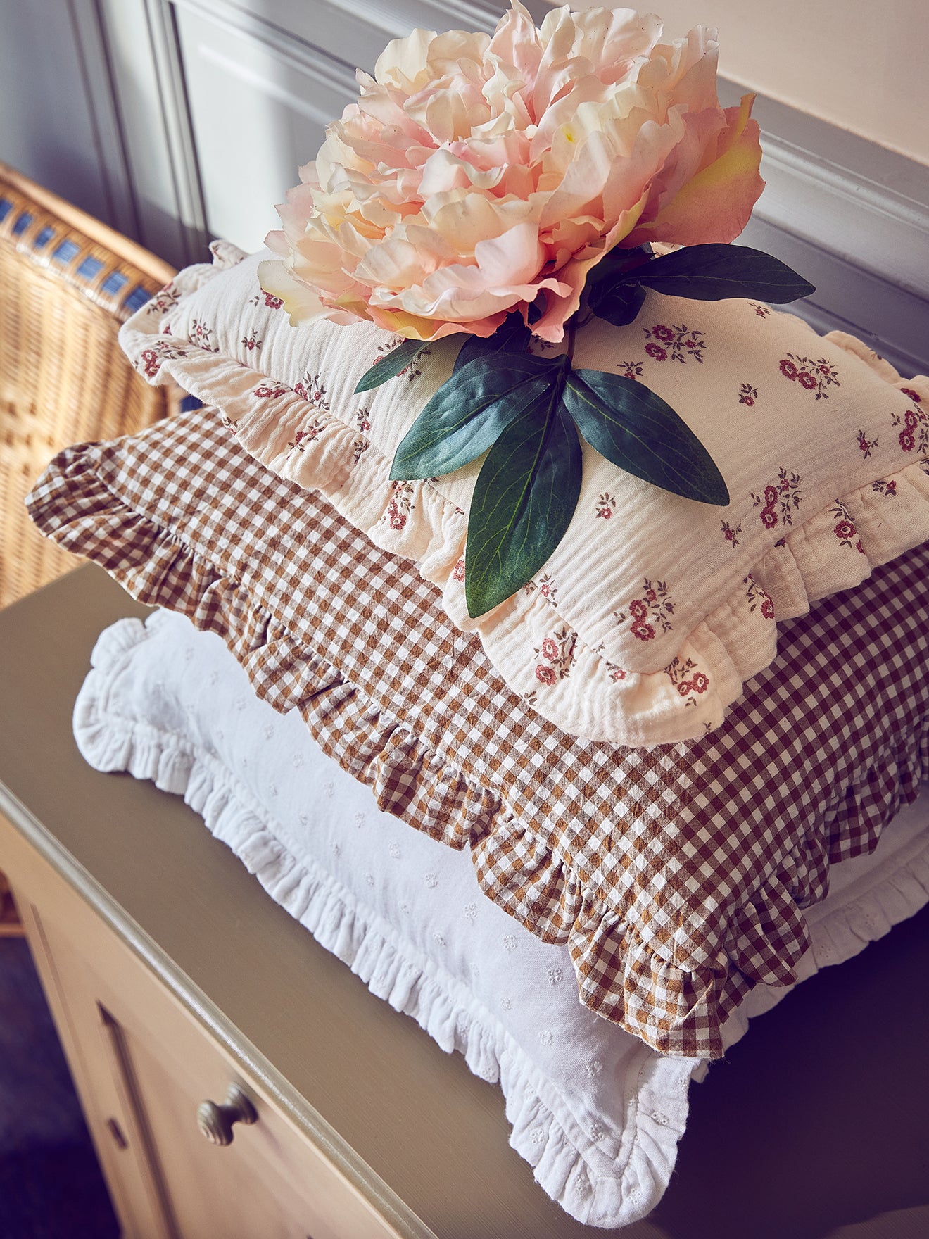 Kissen « Amour » mit Vichy-Print