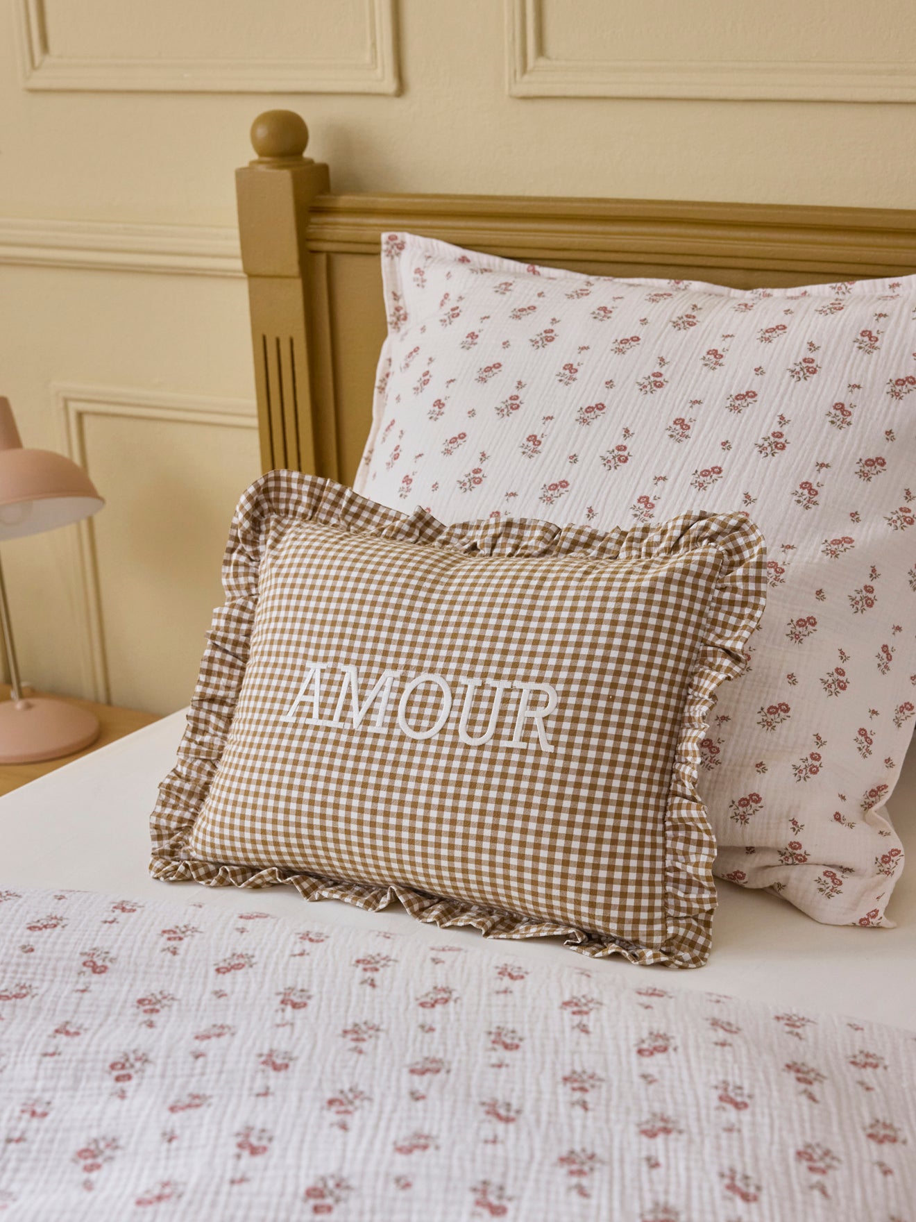 Kissen « Amour » mit Vichy-Print