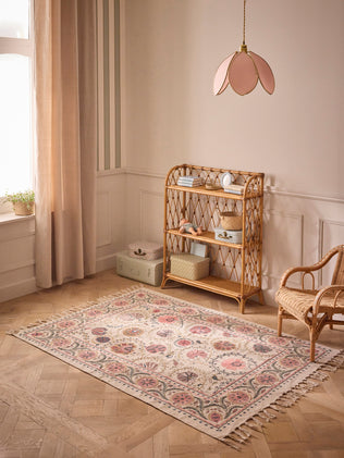 Tapis en coton brodé Flore - XL