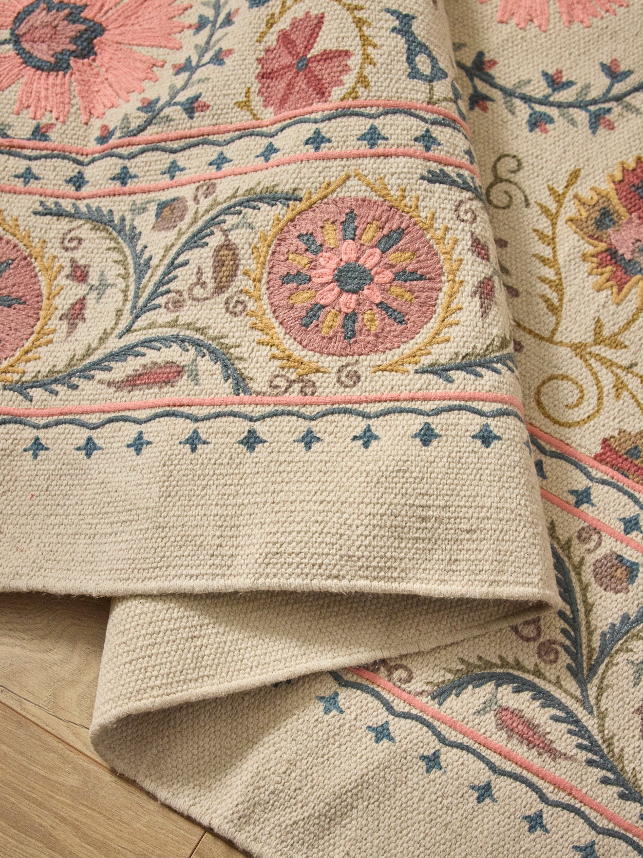 Bestickter Baumwollteppich « Flore » – XS