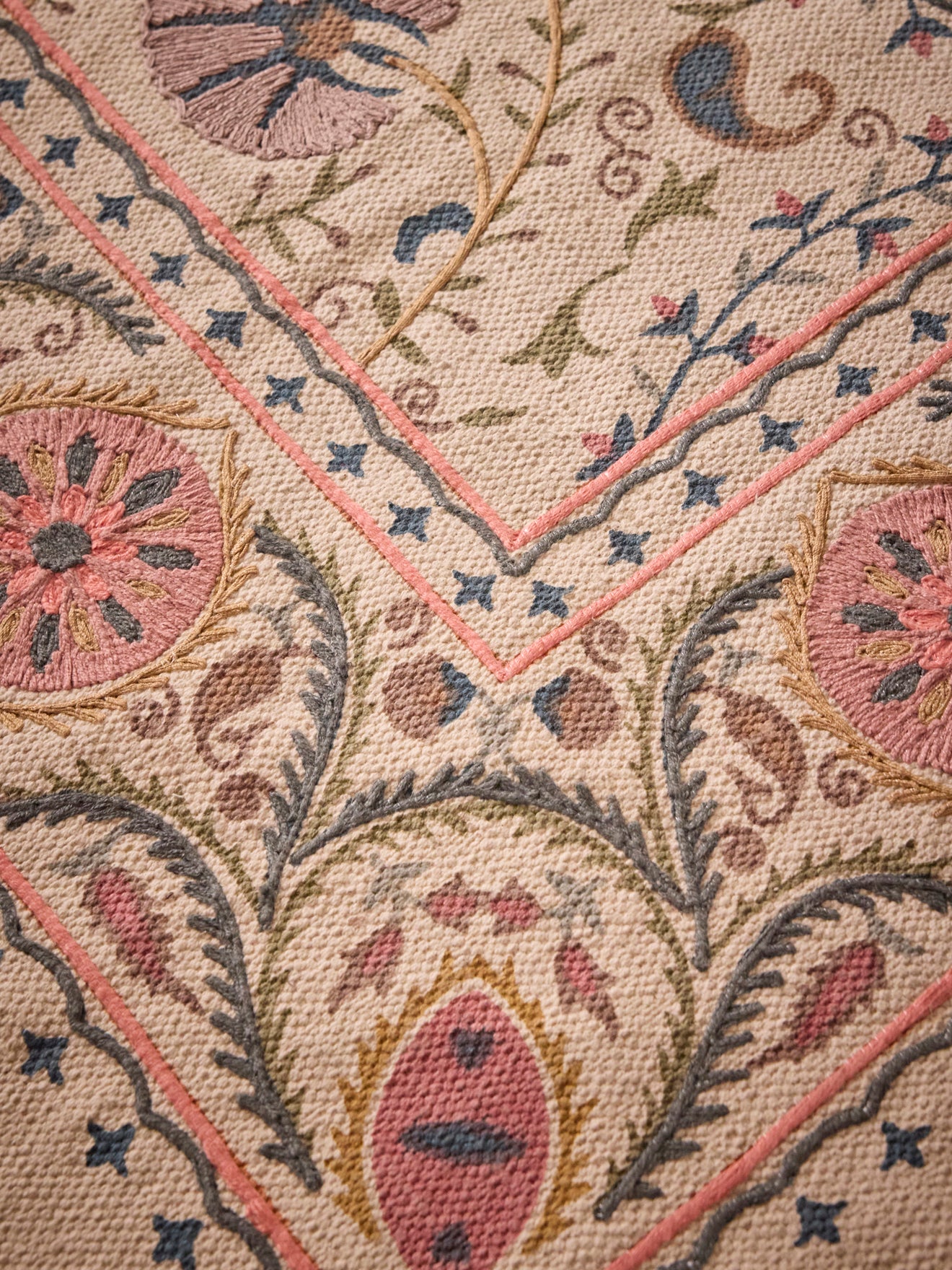 Bestickter Baumwollteppich « Flore » – XS