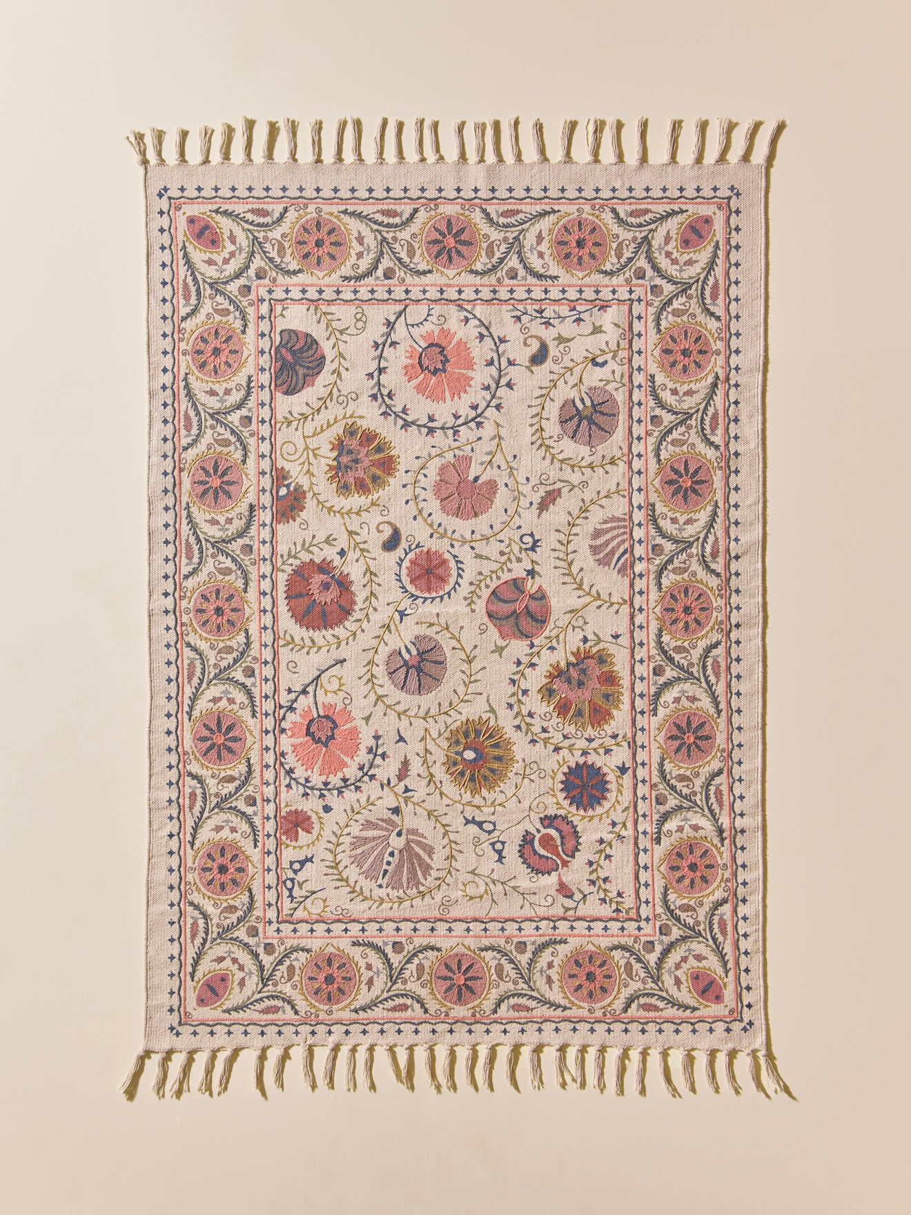 Bestickter Baumwollteppich « Flore » – XS