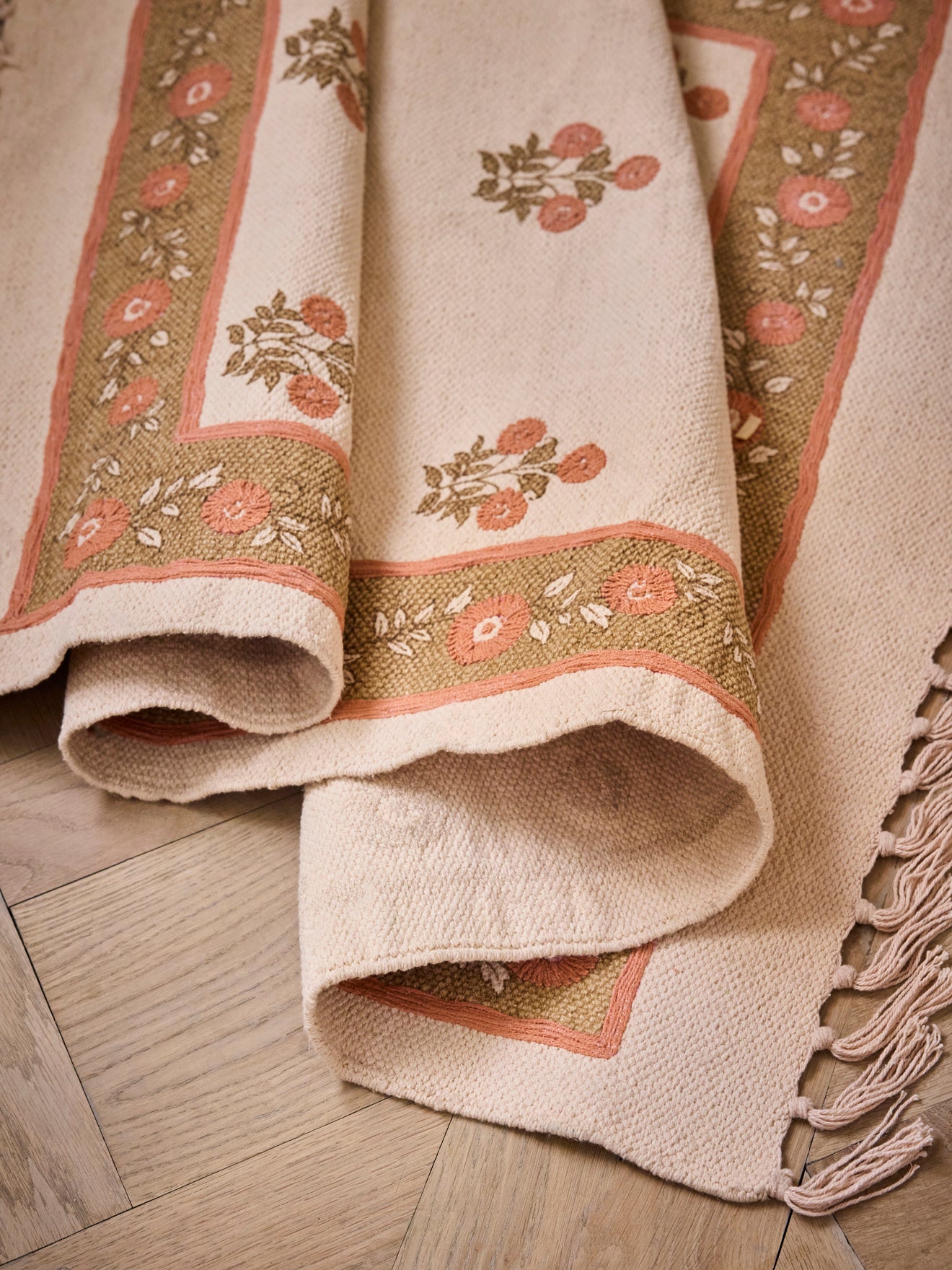 Teppich Agathe aus bestickter Baumwolle - kleines Modell