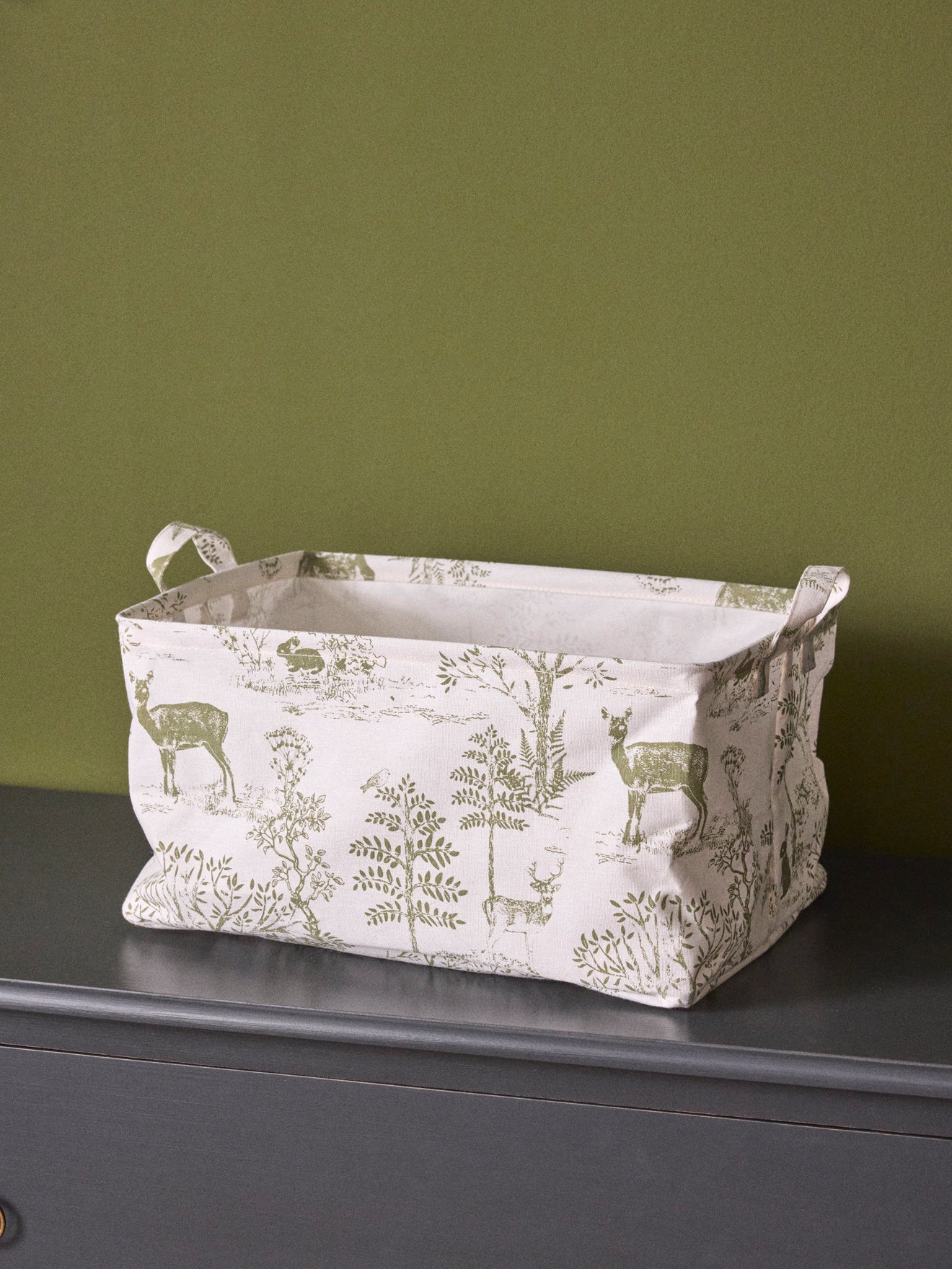 Eckiger Aufbewahrungskorb im Toile de Jouy-Esprit