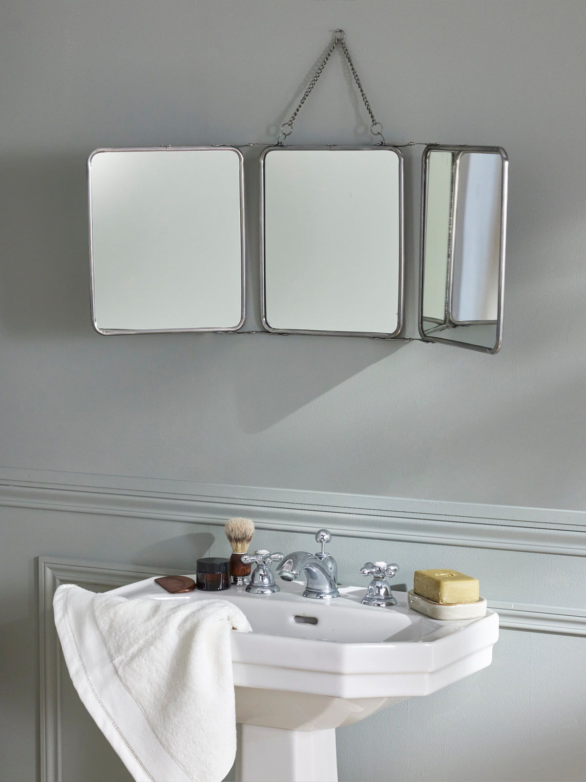 Miroir barbier triptyque