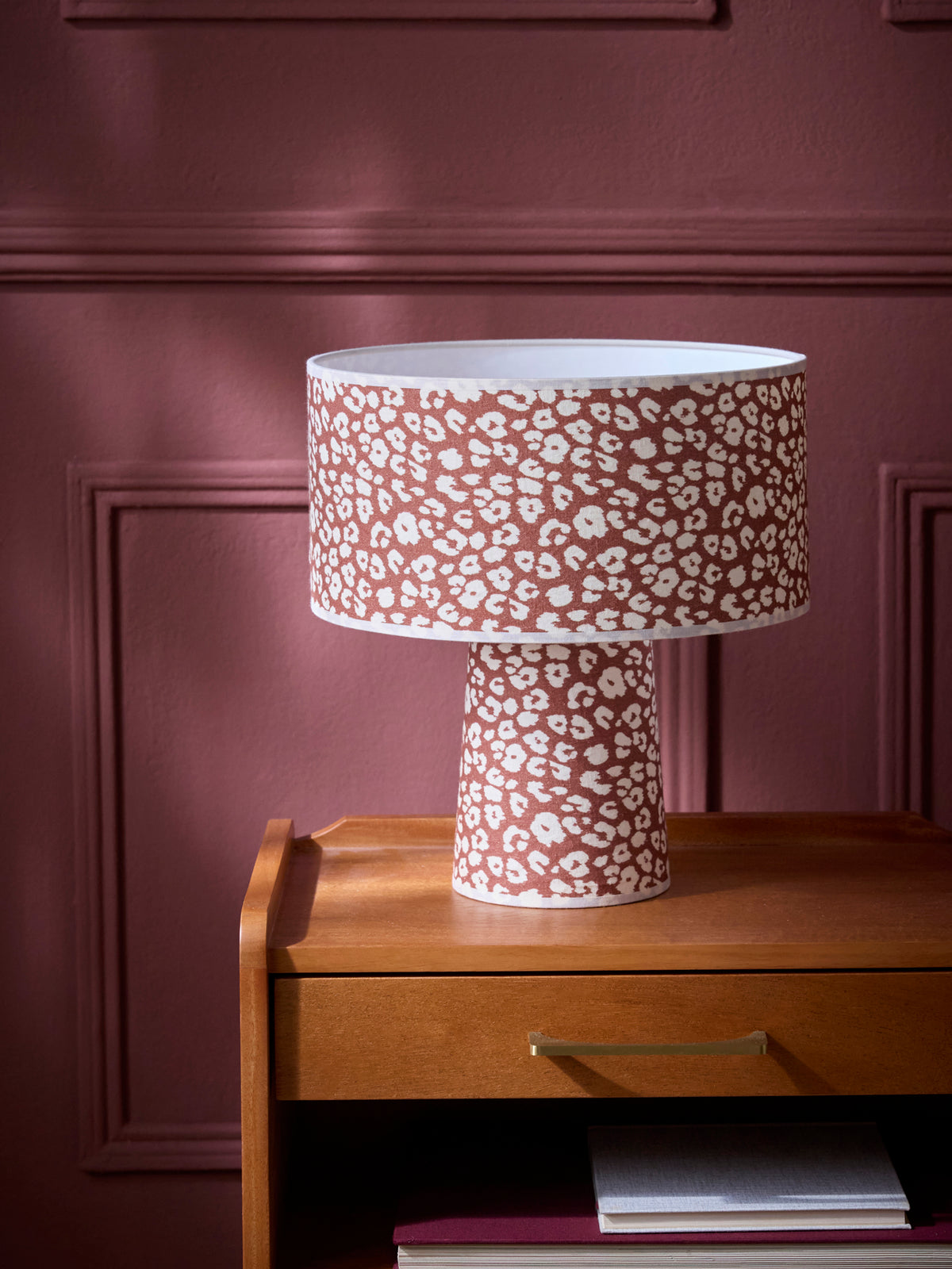 Lampe zum Hinstellen aus Leinen und Baumwolle - Fauve-Print