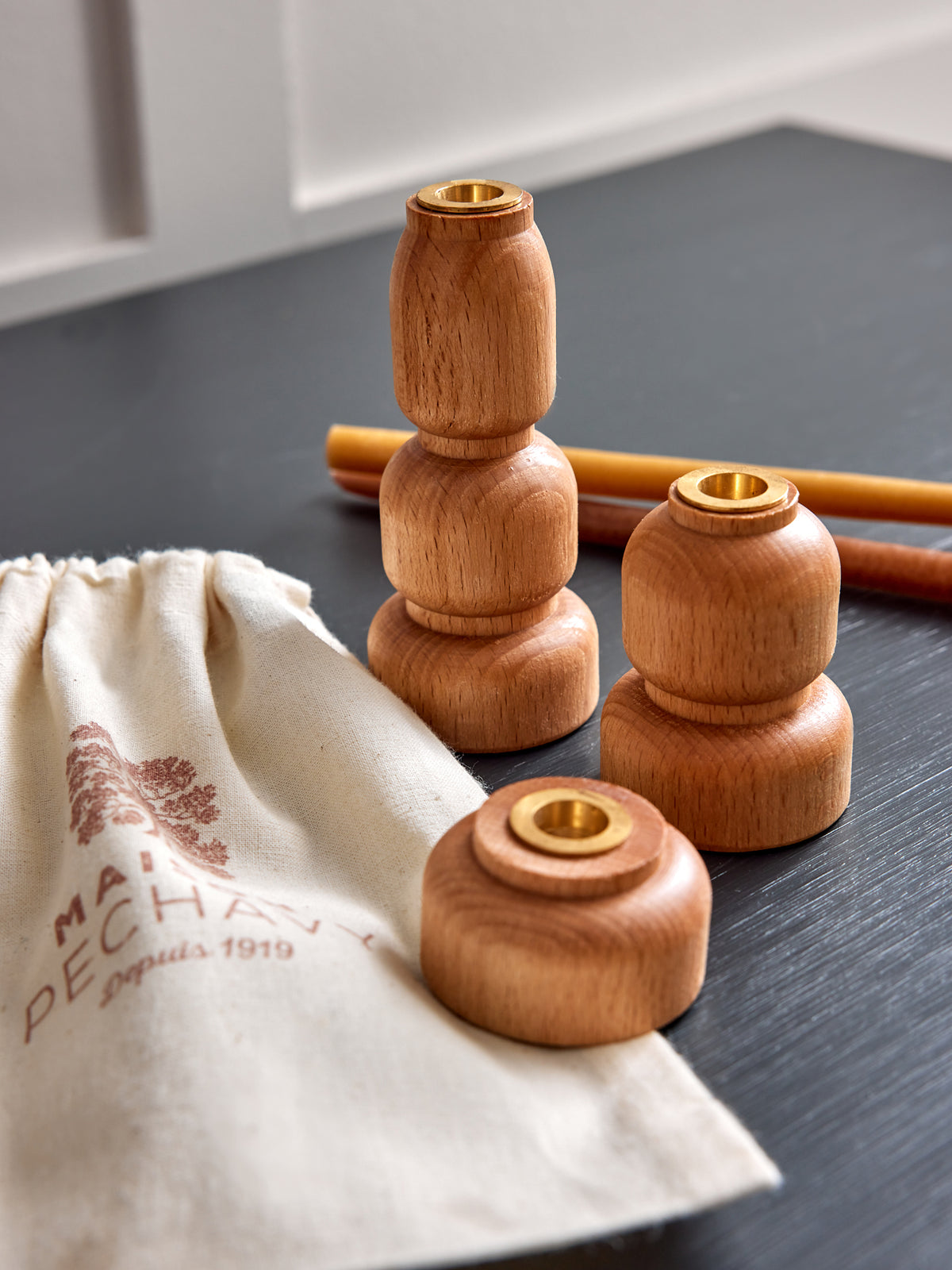Bougeoir en bois par lot de 3 - Cyrillus X Maison Pechavy