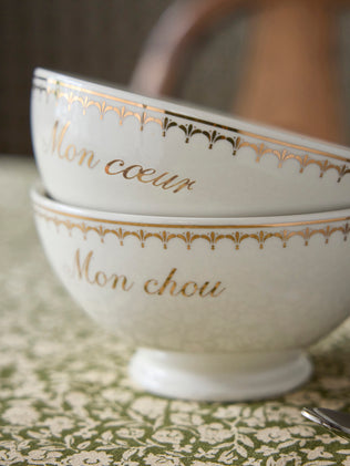 Schale aus Porzellan im 2er-Set - « Mon coeur » « Mon chou »
