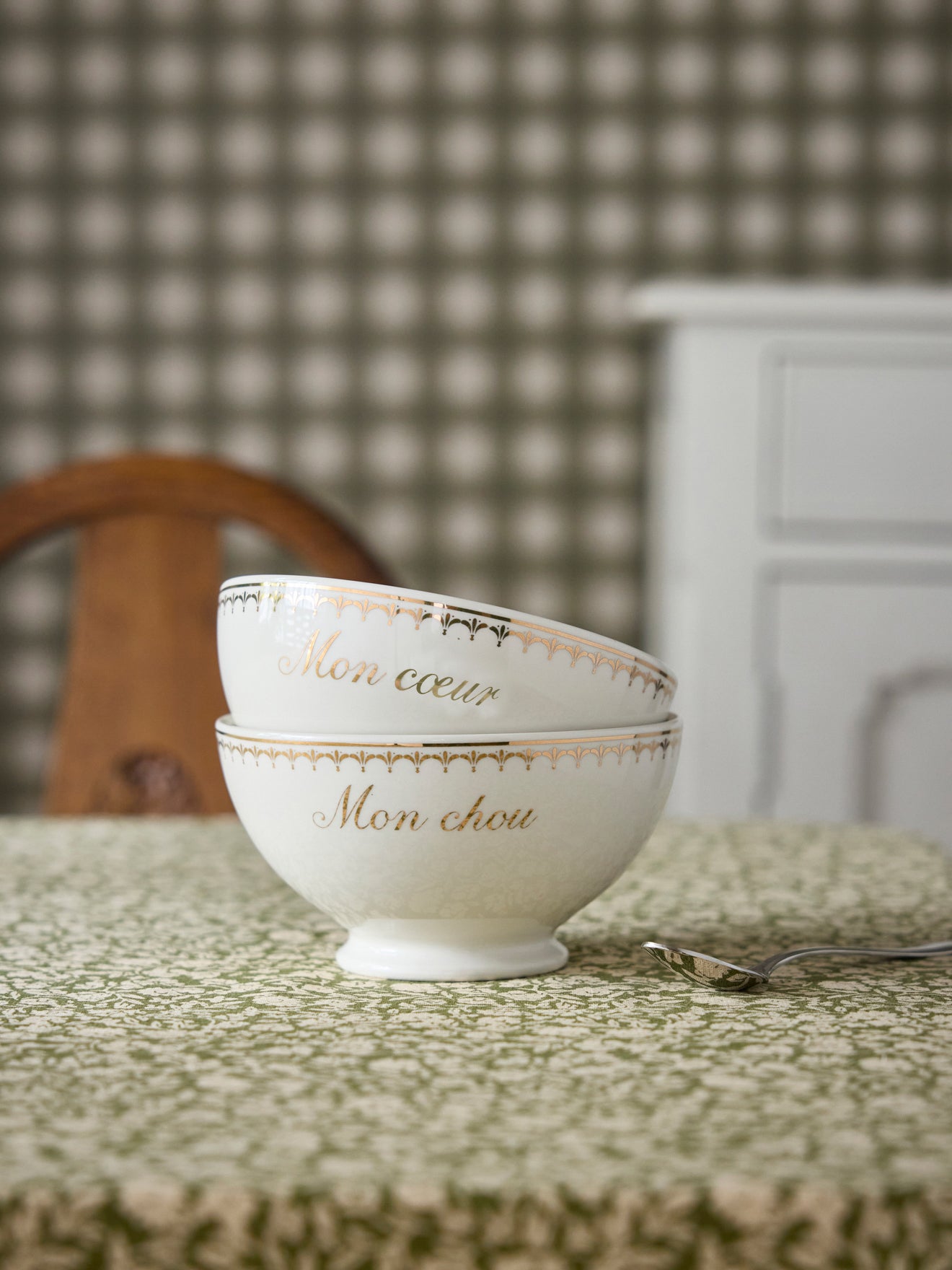 Schale aus Porzellan im 2er-Set - « Mon coeur » « Mon chou »