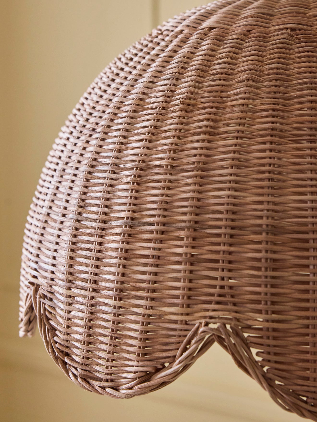 Hängelampe in Blumenform aus Rattan