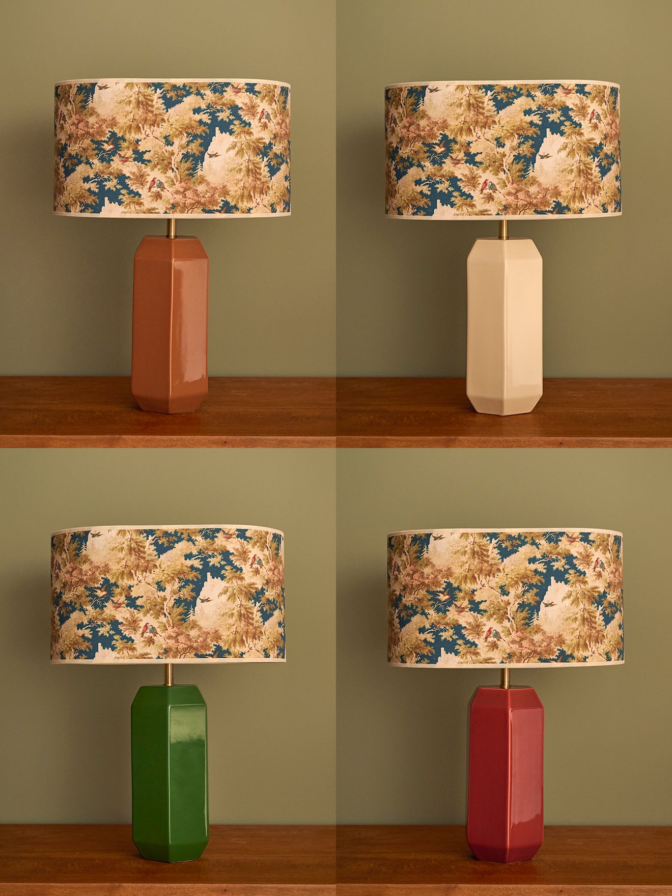 Ovaler Lampenschirm mit Blumenmuster – großes Modell