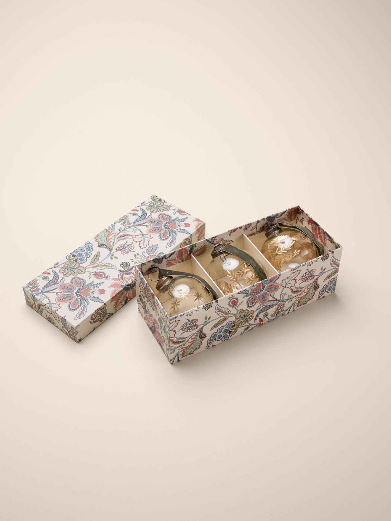 Weihnachtskugeln aus Glas, handbemalt, 3er-Set